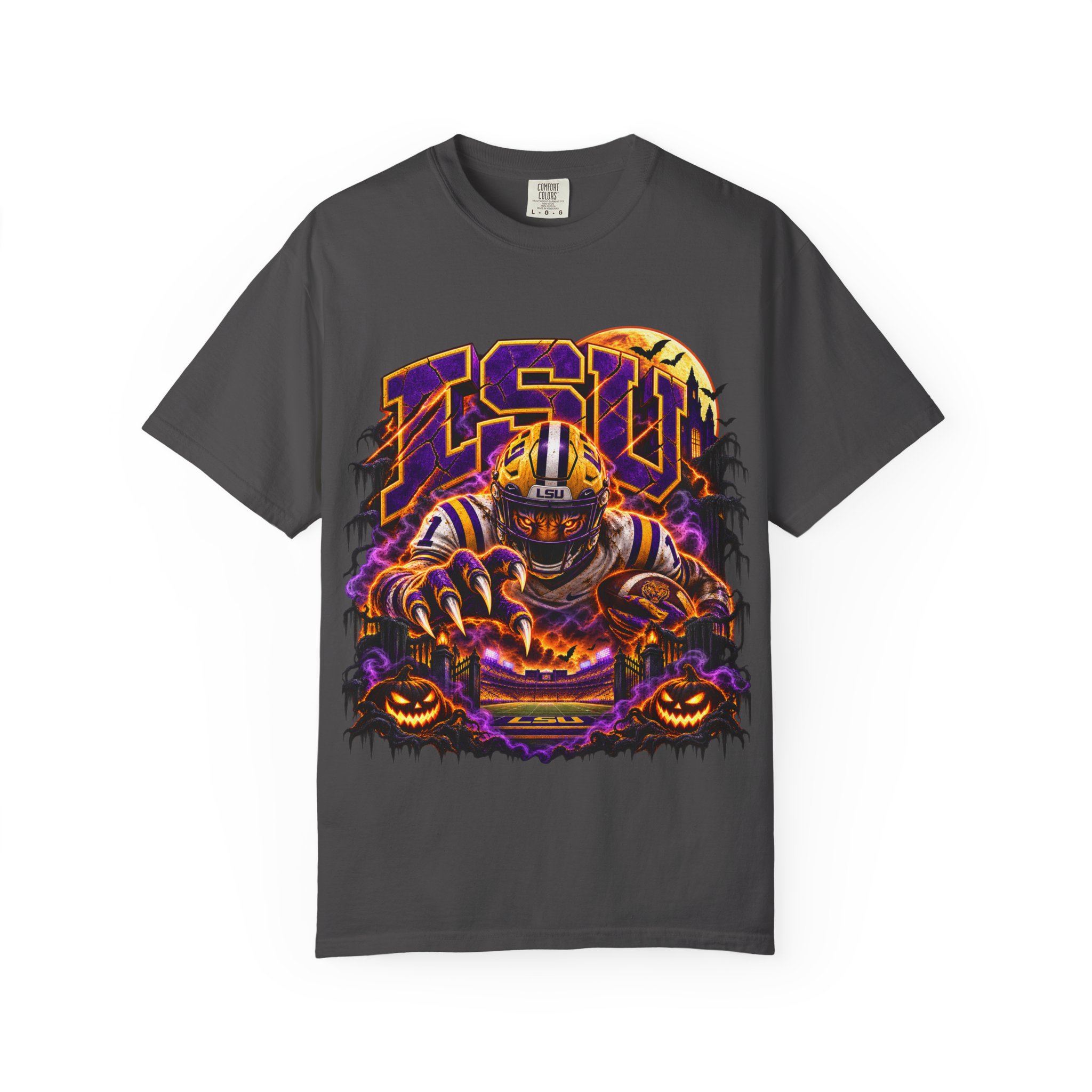 LSU Halloween Football T-Shirt — Spooky Tiger Tigers Spirit Tee - Image 43