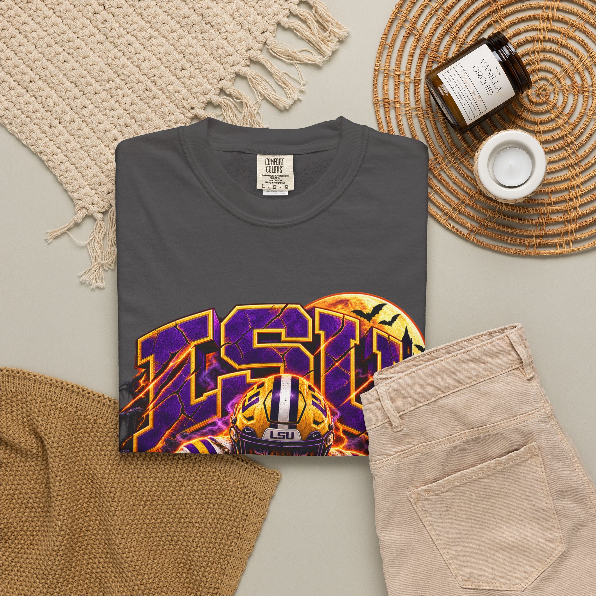 LSU Halloween Football T-Shirt — Spooky Tiger Tigers Spirit Tee - Image 46