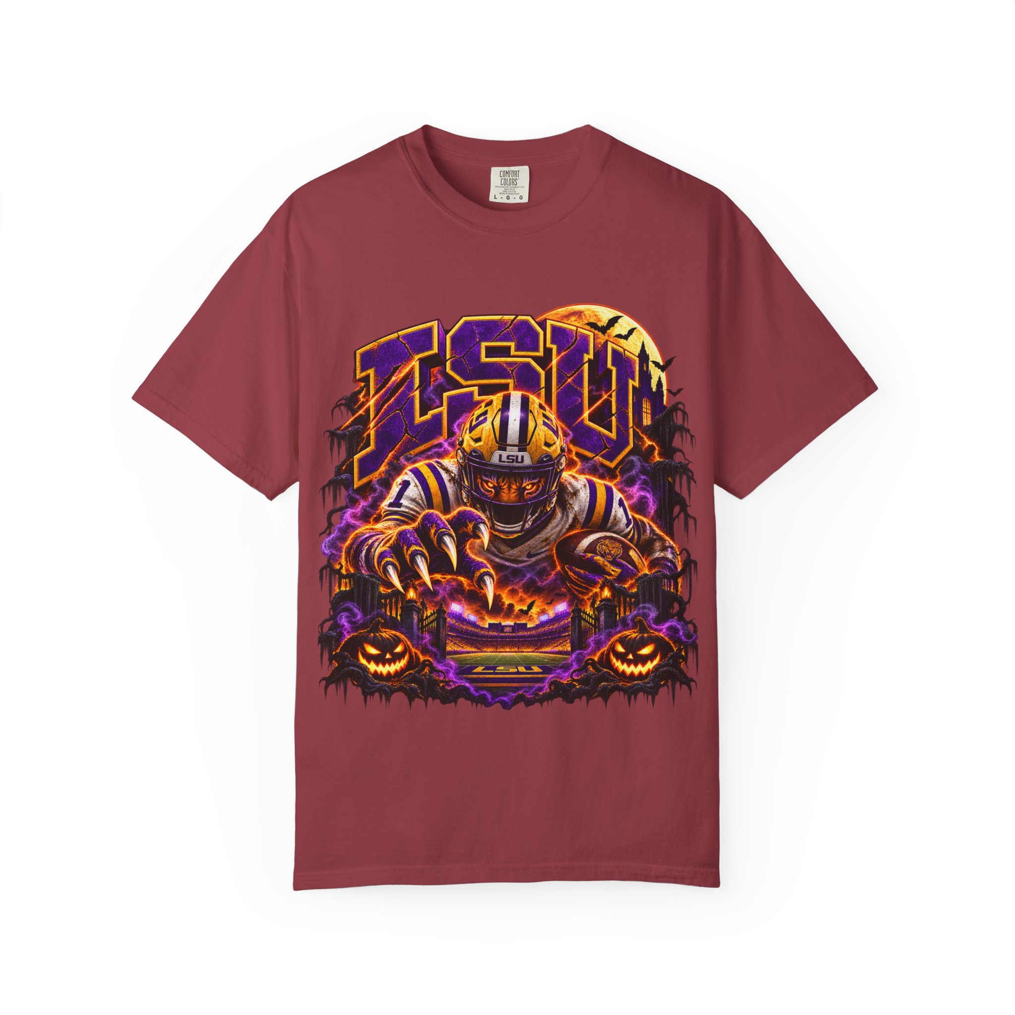 LSU Halloween Football T-Shirt — Spooky Tiger Tigers Spirit Tee - Image 50