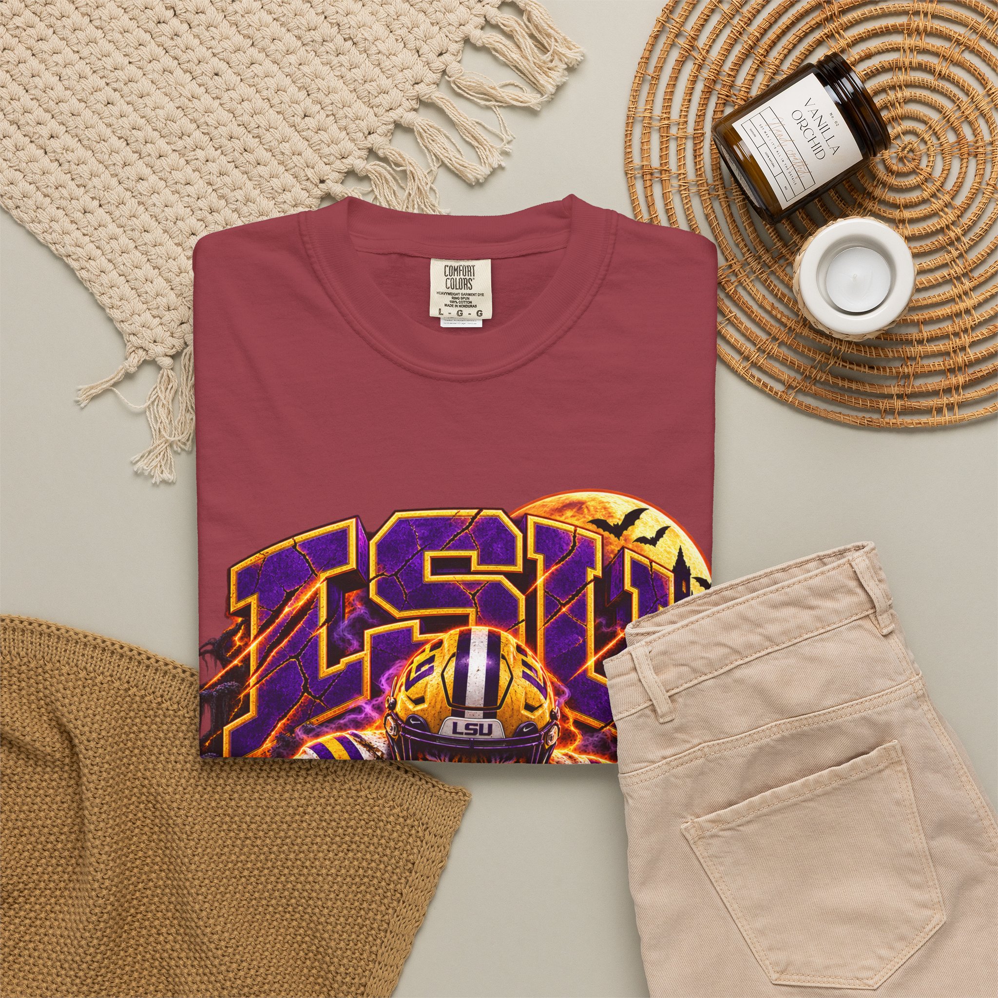 LSU Halloween Football T-Shirt — Spooky Tiger Tigers Spirit Tee - Image 53