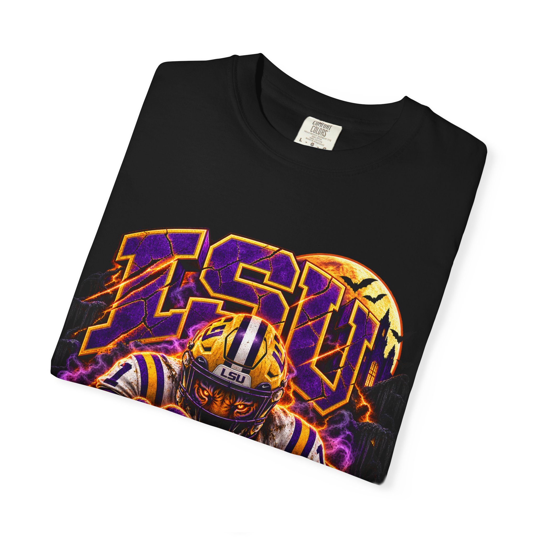 LSU Halloween Football T-Shirt — Spooky Tiger Tigers Spirit Tee - Image 3