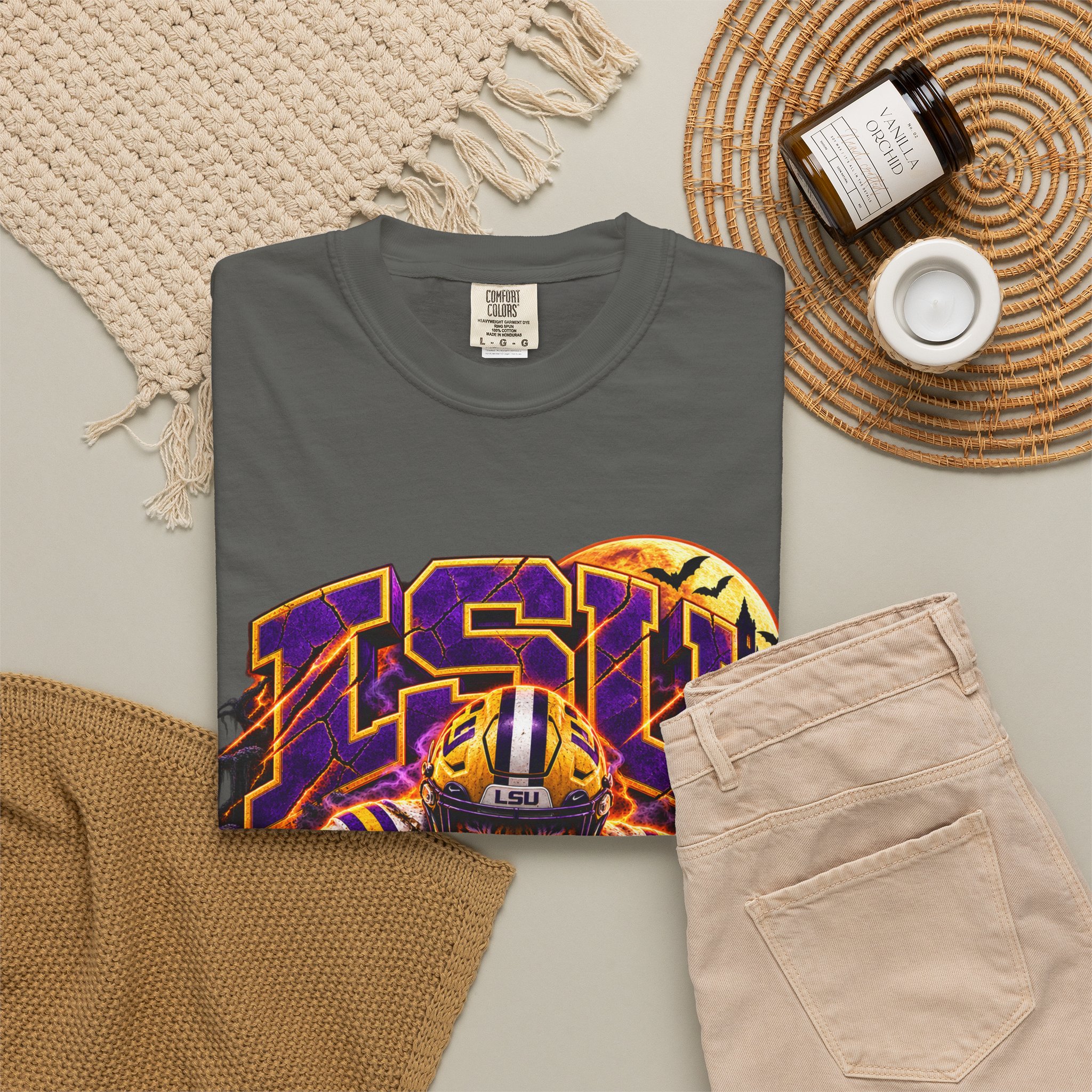 LSU Halloween Football T-Shirt — Spooky Tiger Tigers Spirit Tee - Image 32