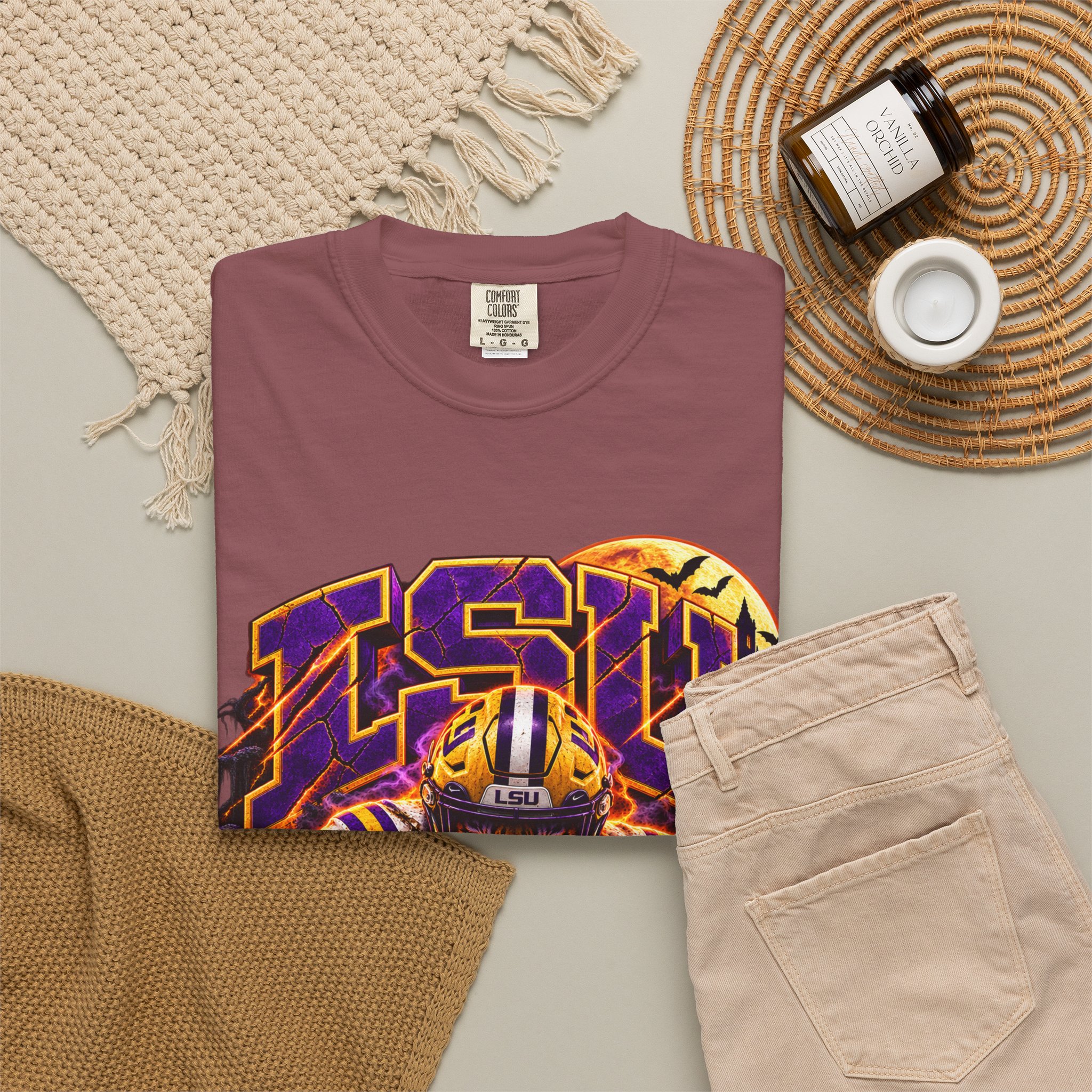 LSU Halloween Football T-Shirt — Spooky Tiger Tigers Spirit Tee - Image 18