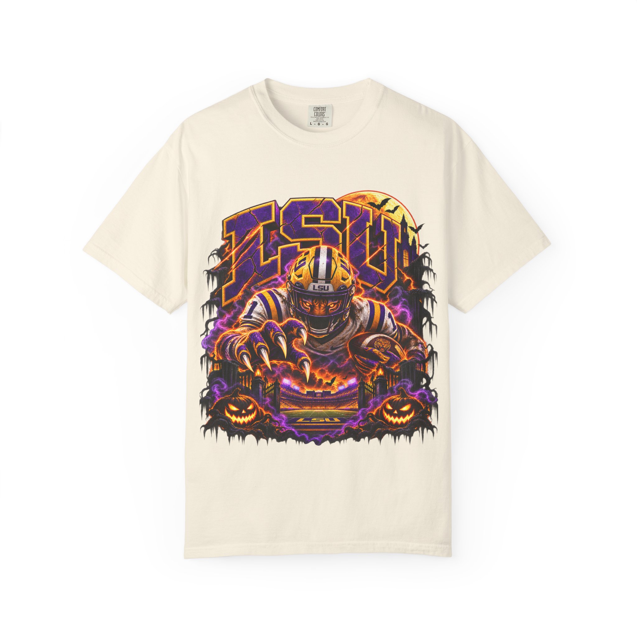 LSU Halloween Football T-Shirt — Spooky Tiger Tigers Spirit Tee - Image 22