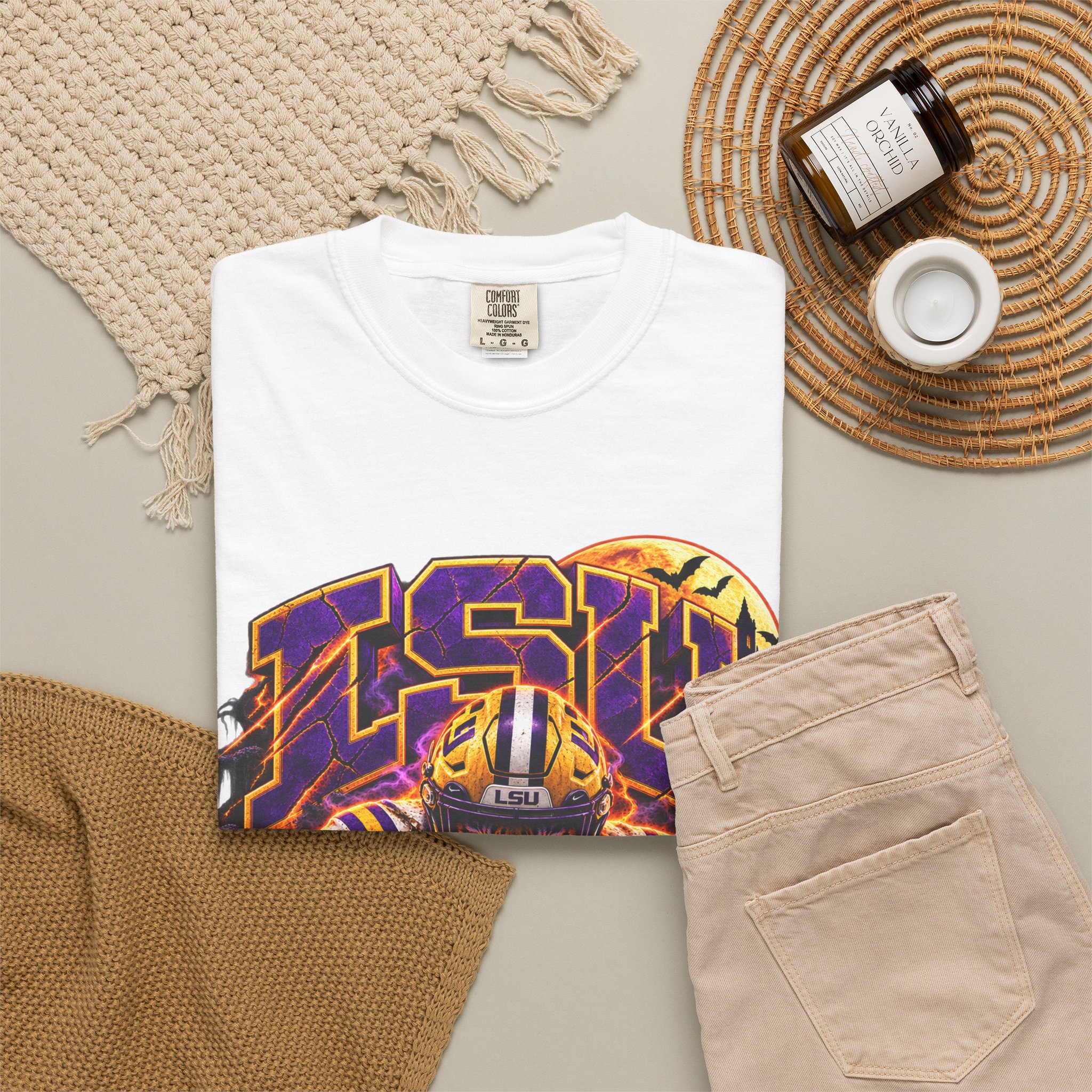 LSU Halloween Football T-Shirt — Spooky Tiger Tigers Spirit Tee - Image 11