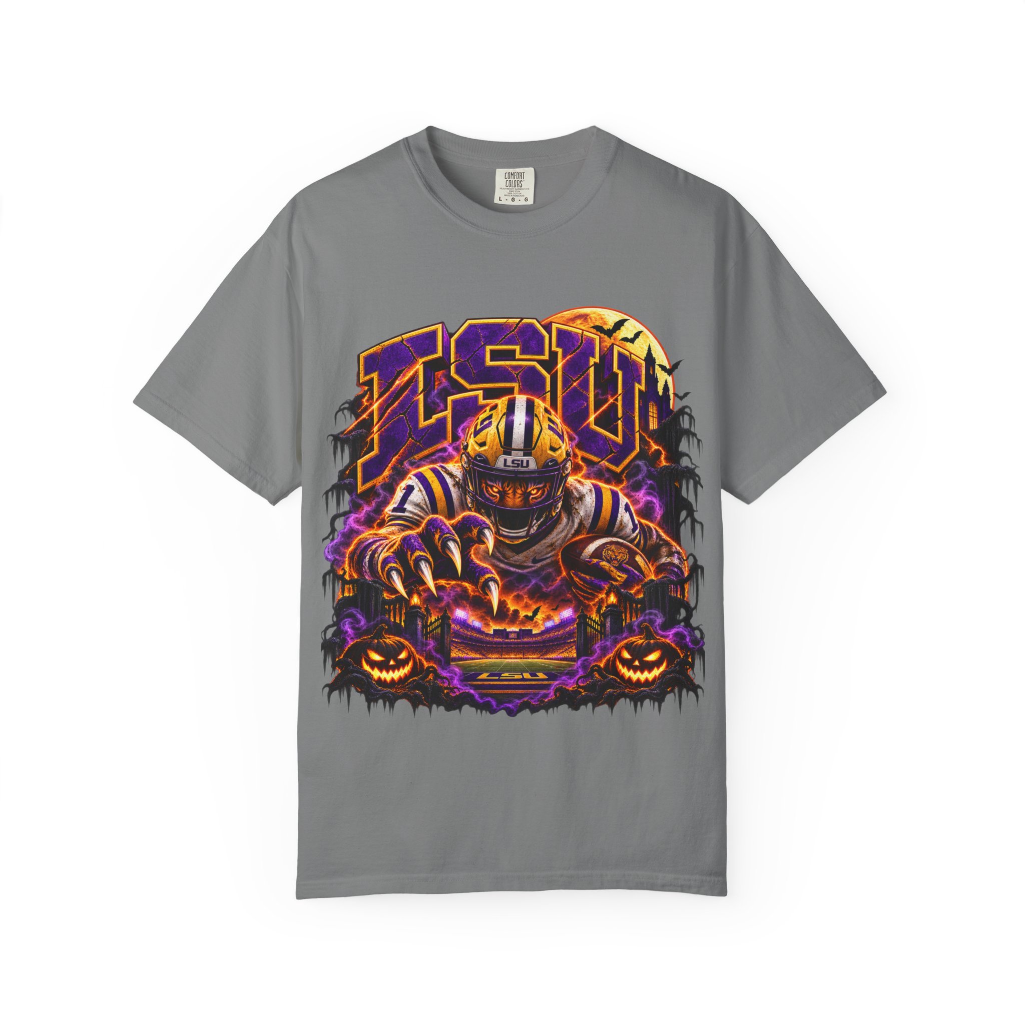 LSU Halloween Football T-Shirt — Spooky Tiger Tigers Spirit Tee - Image 36