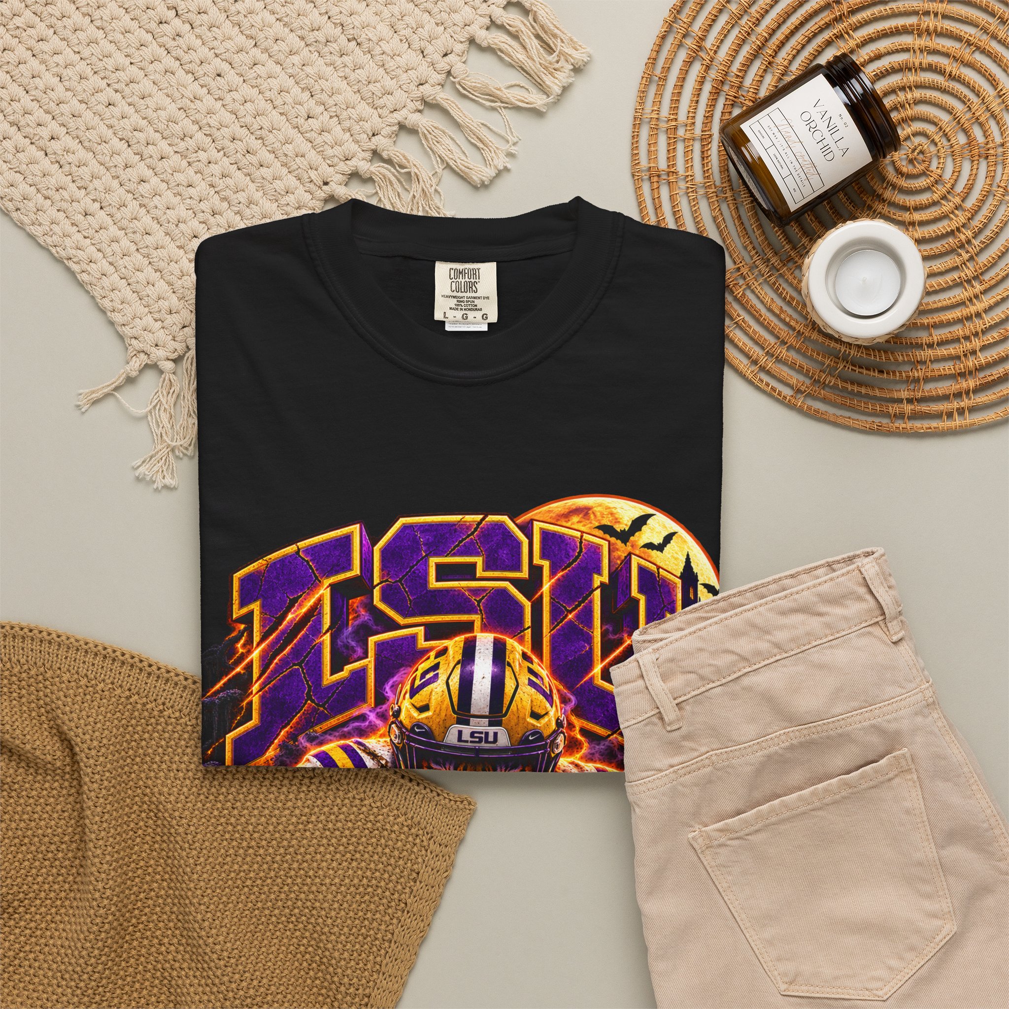 LSU Halloween Football T-Shirt — Spooky Tiger Tigers Spirit Tee - Image 4
