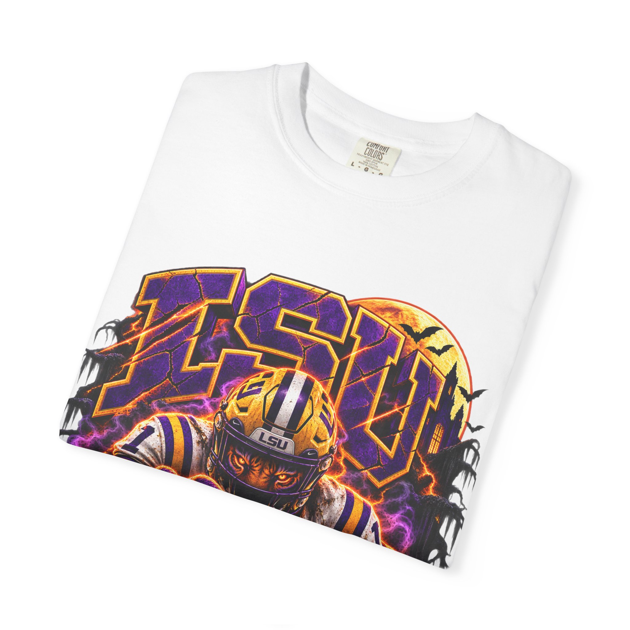 LSU Halloween Football T-Shirt — Spooky Tiger Tigers Spirit Tee - Image 10