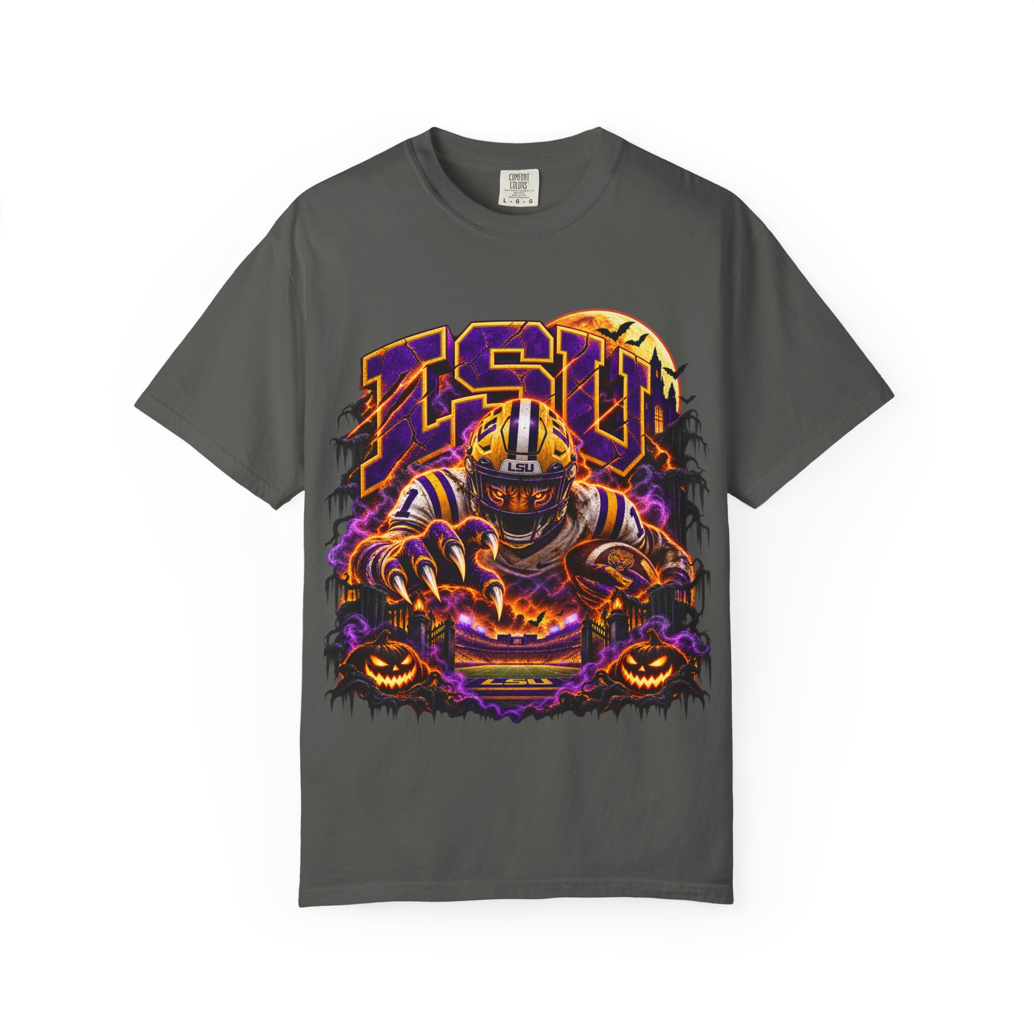 LSU Halloween Football T-Shirt — Spooky Tiger Tigers Spirit Tee - Image 29