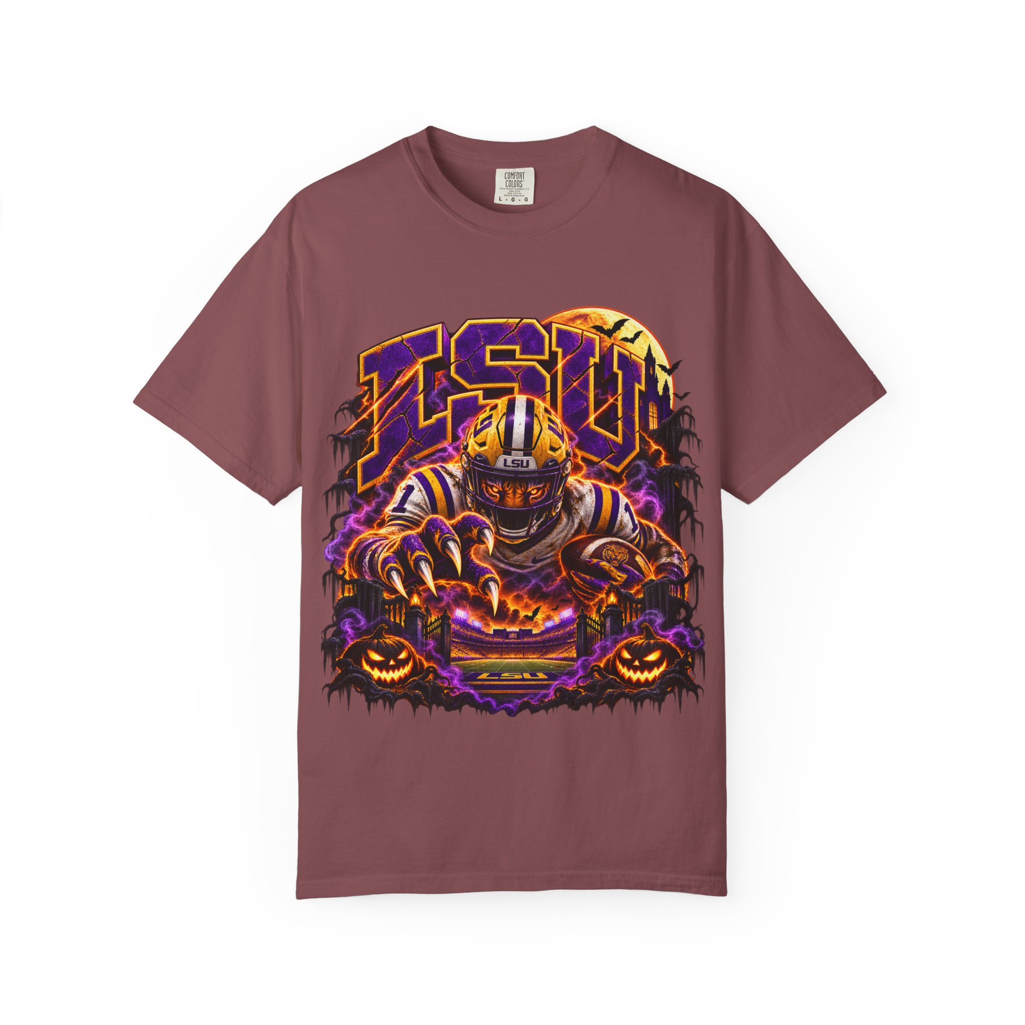 LSU Halloween Football T-Shirt — Spooky Tiger Tigers Spirit Tee - Image 15
