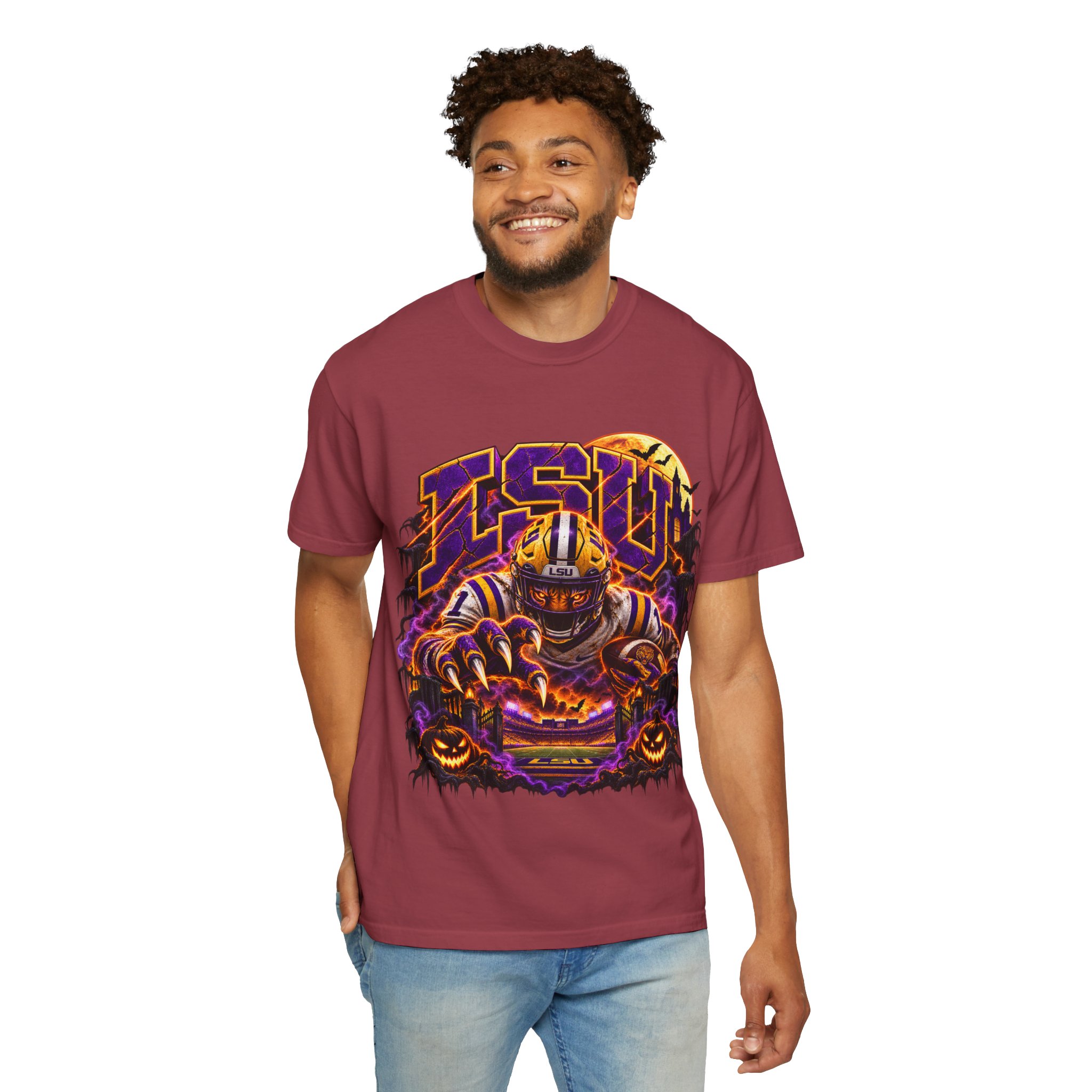 LSU Halloween Football T-Shirt — Spooky Tiger Tigers Spirit Tee - Image 56