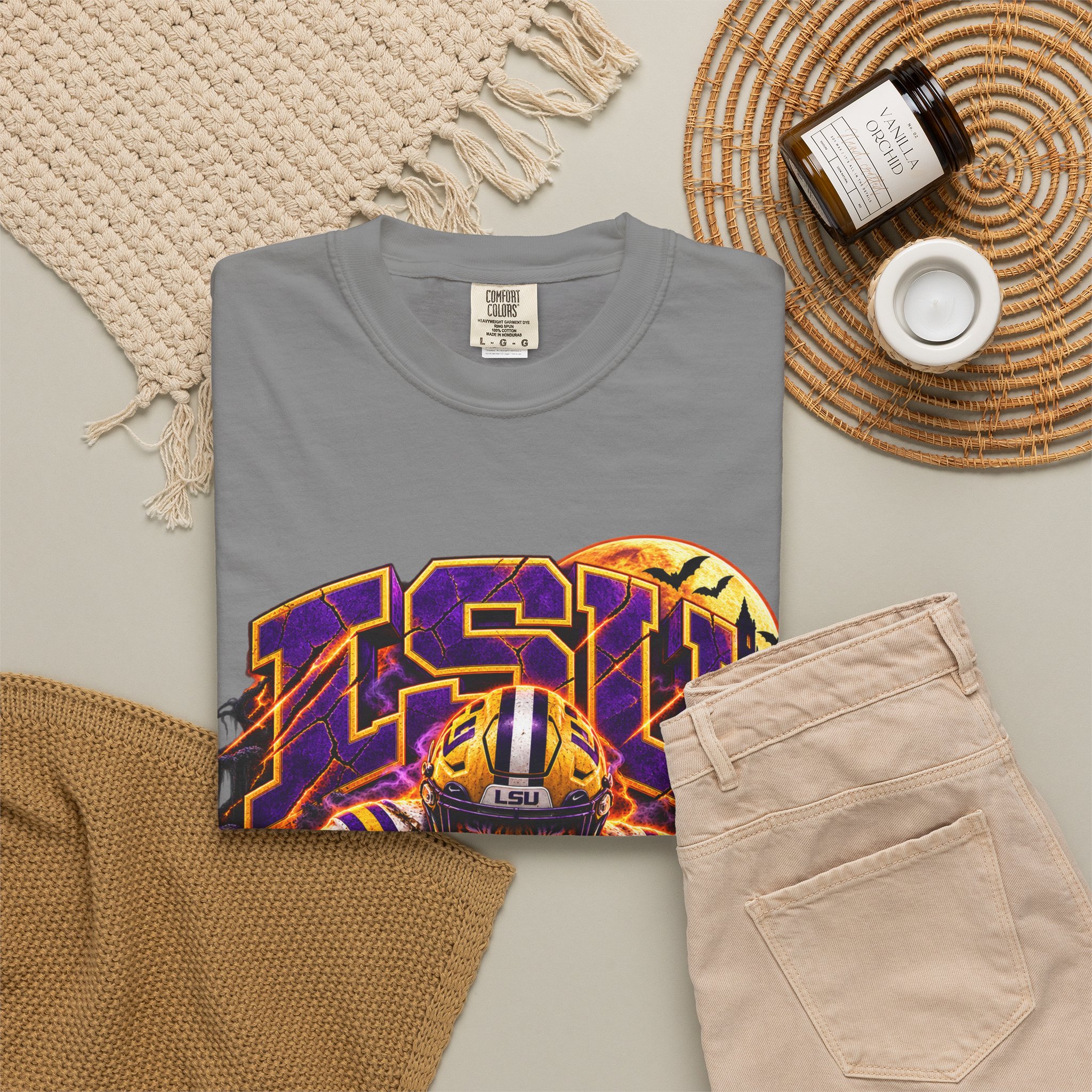 LSU Halloween Football T-Shirt — Spooky Tiger Tigers Spirit Tee - Image 39