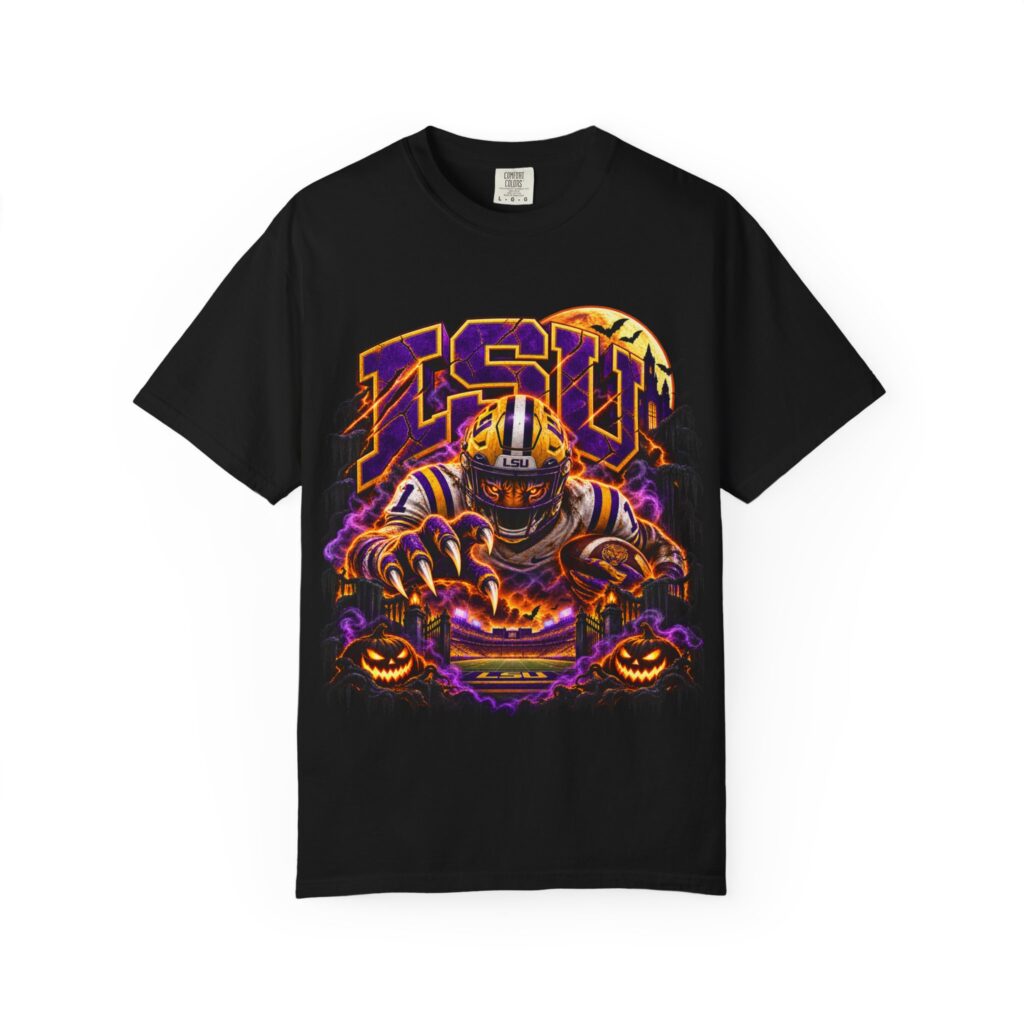 LSU Halloween Football T-Shirt — Spooky Tiger Tigers Spirit Tee