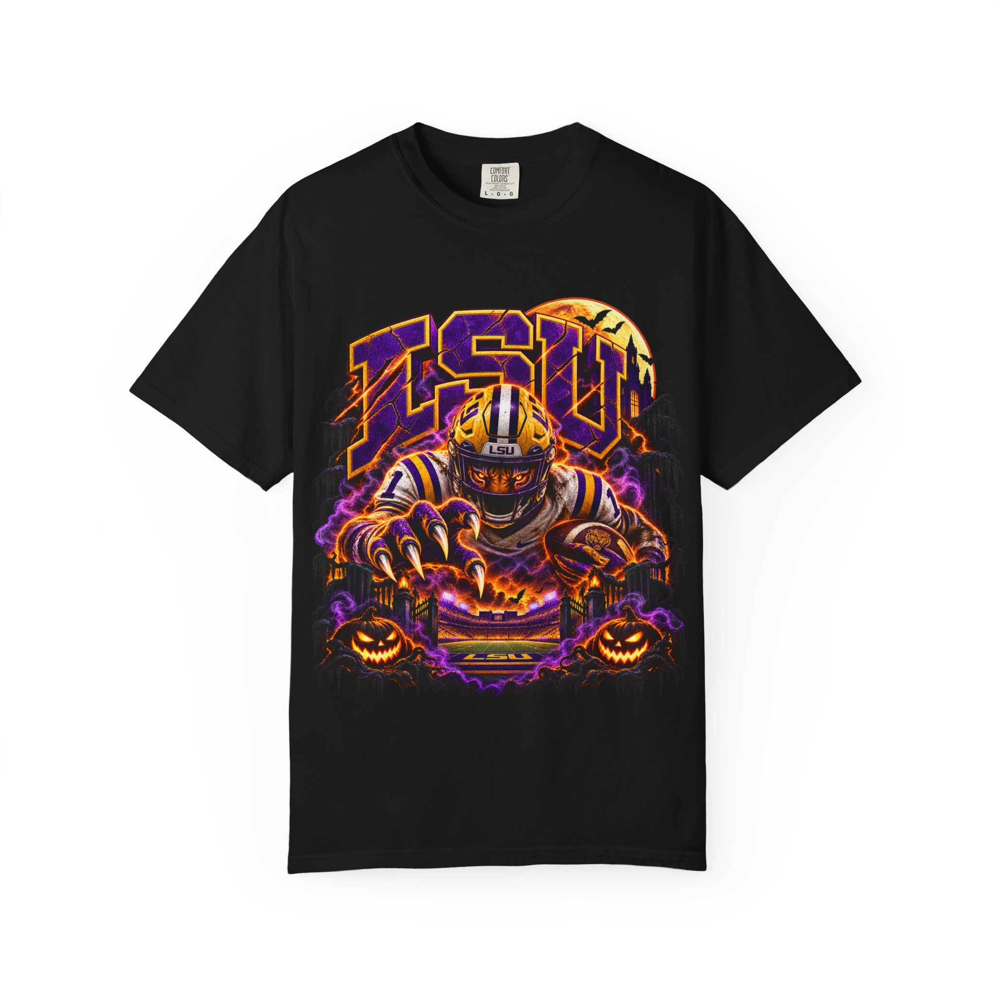 LSU Halloween Football T-Shirt — Spooky Tiger Tigers Spirit Tee