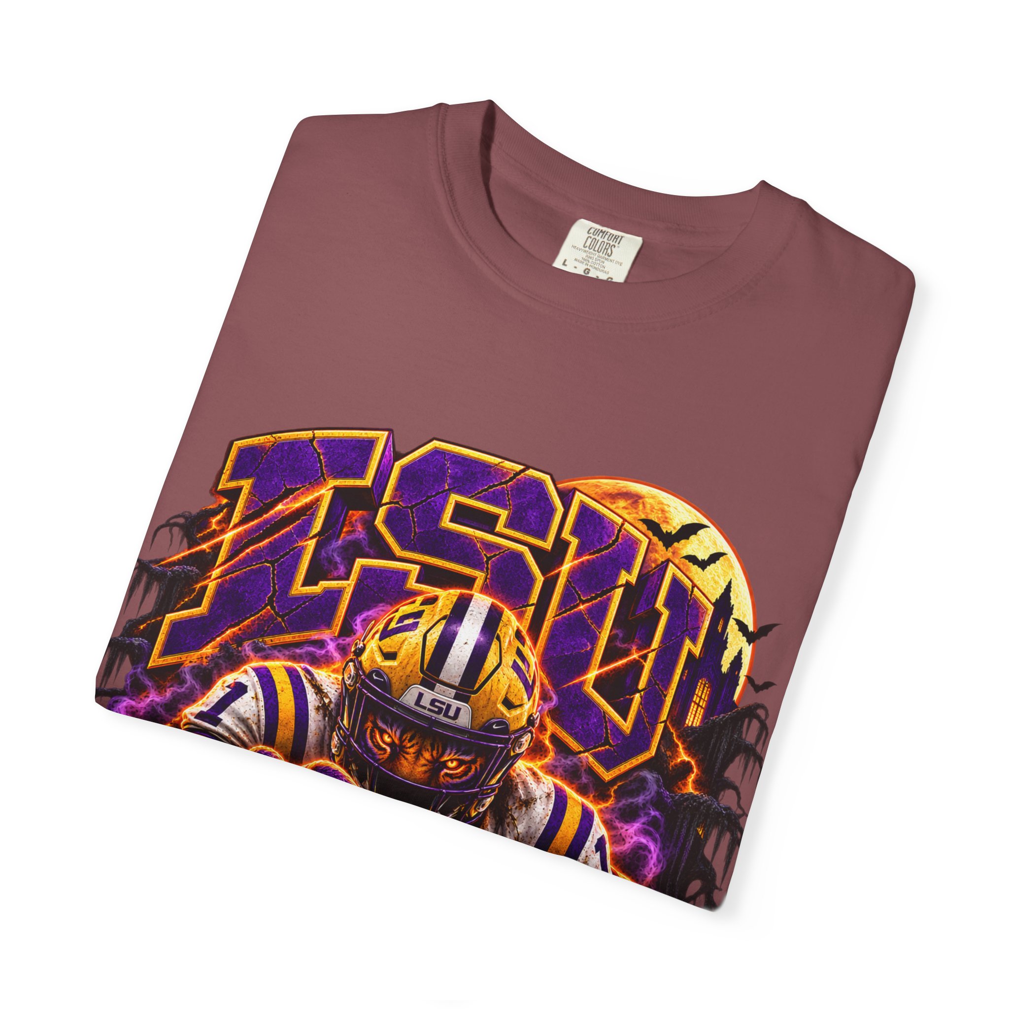LSU Halloween Football T-Shirt — Spooky Tiger Tigers Spirit Tee - Image 17