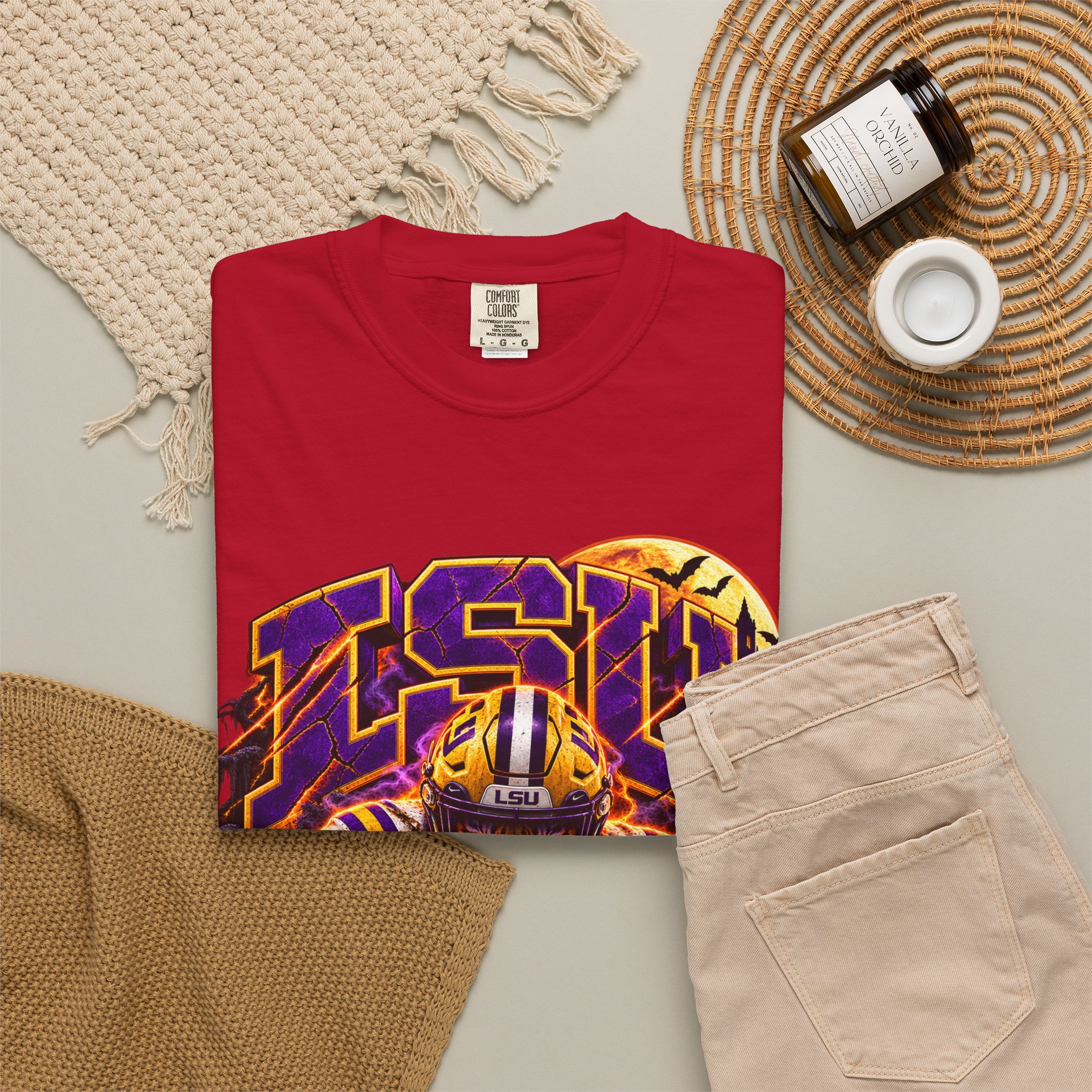 LSU Halloween Football T-Shirt — Spooky Tiger Tigers Spirit Tee - Image 60
