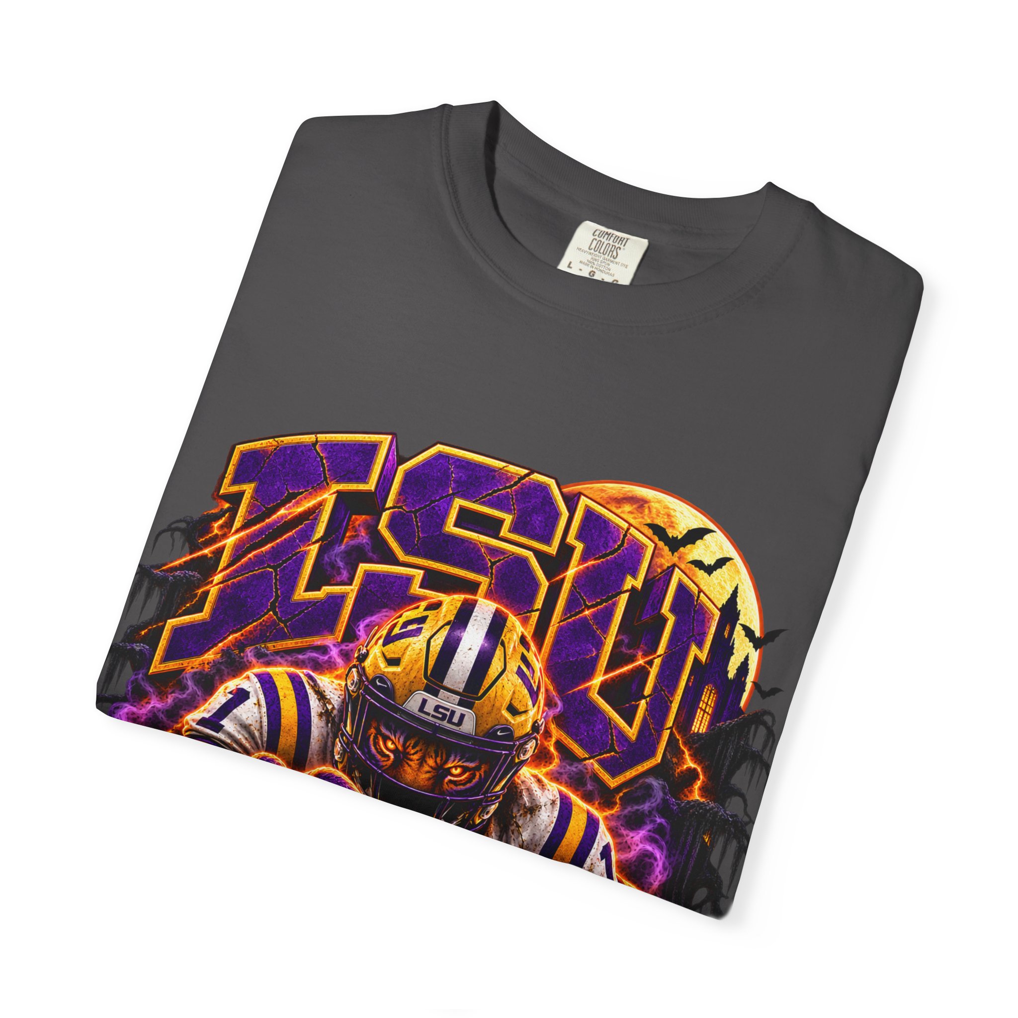 LSU Halloween Football T-Shirt — Spooky Tiger Tigers Spirit Tee - Image 45