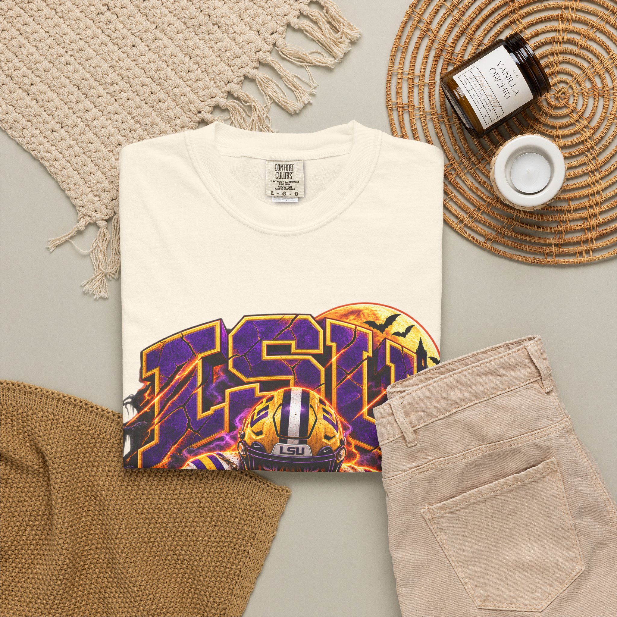 LSU Halloween Football T-Shirt — Spooky Tiger Tigers Spirit Tee - Image 25