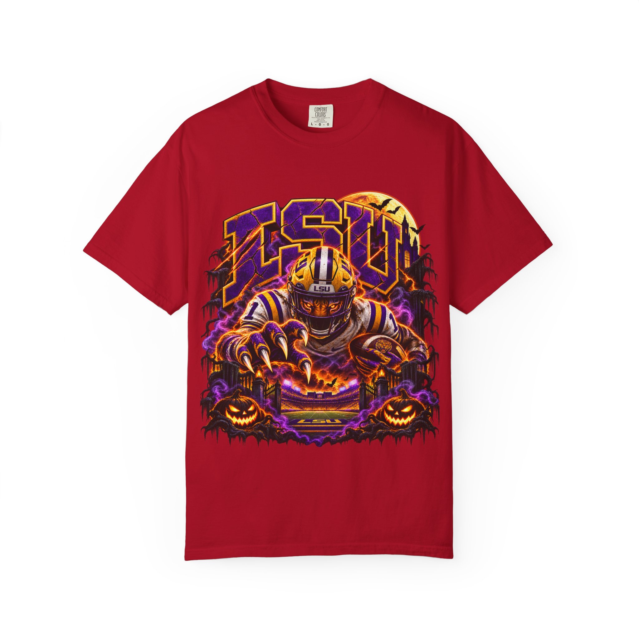 LSU Halloween Football T-Shirt — Spooky Tiger Tigers Spirit Tee - Image 57
