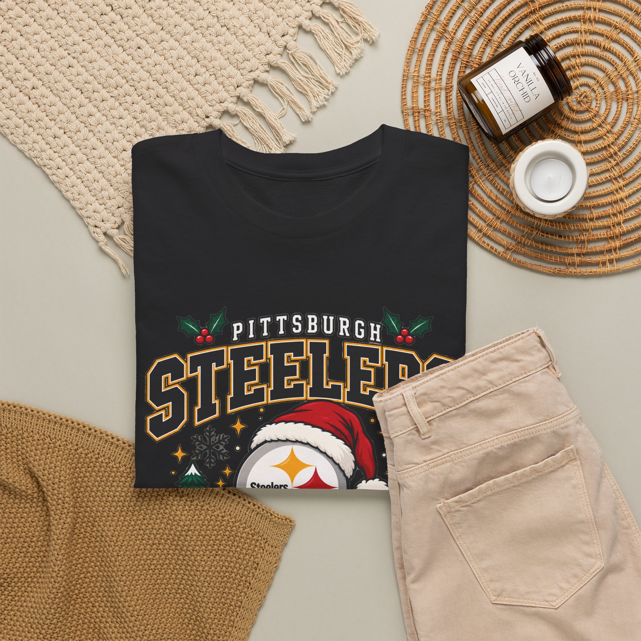 Pittsburgh Steelers Christmas T-Shirt - Image 4