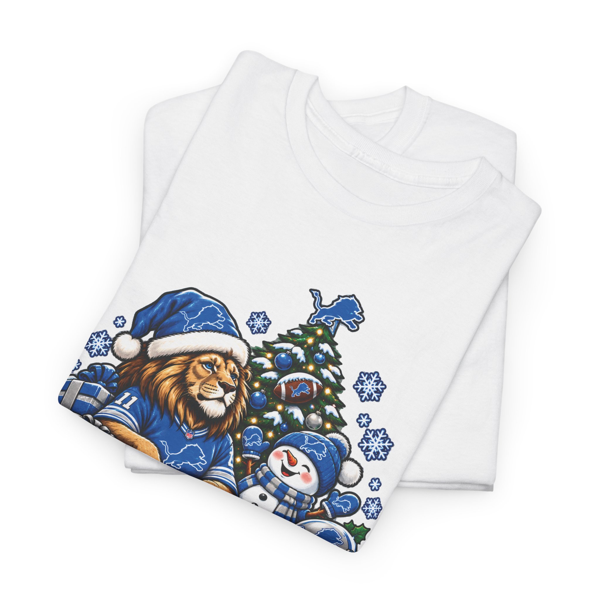 Detroit Lions Christmas Snowman T-Shirt - Image 10