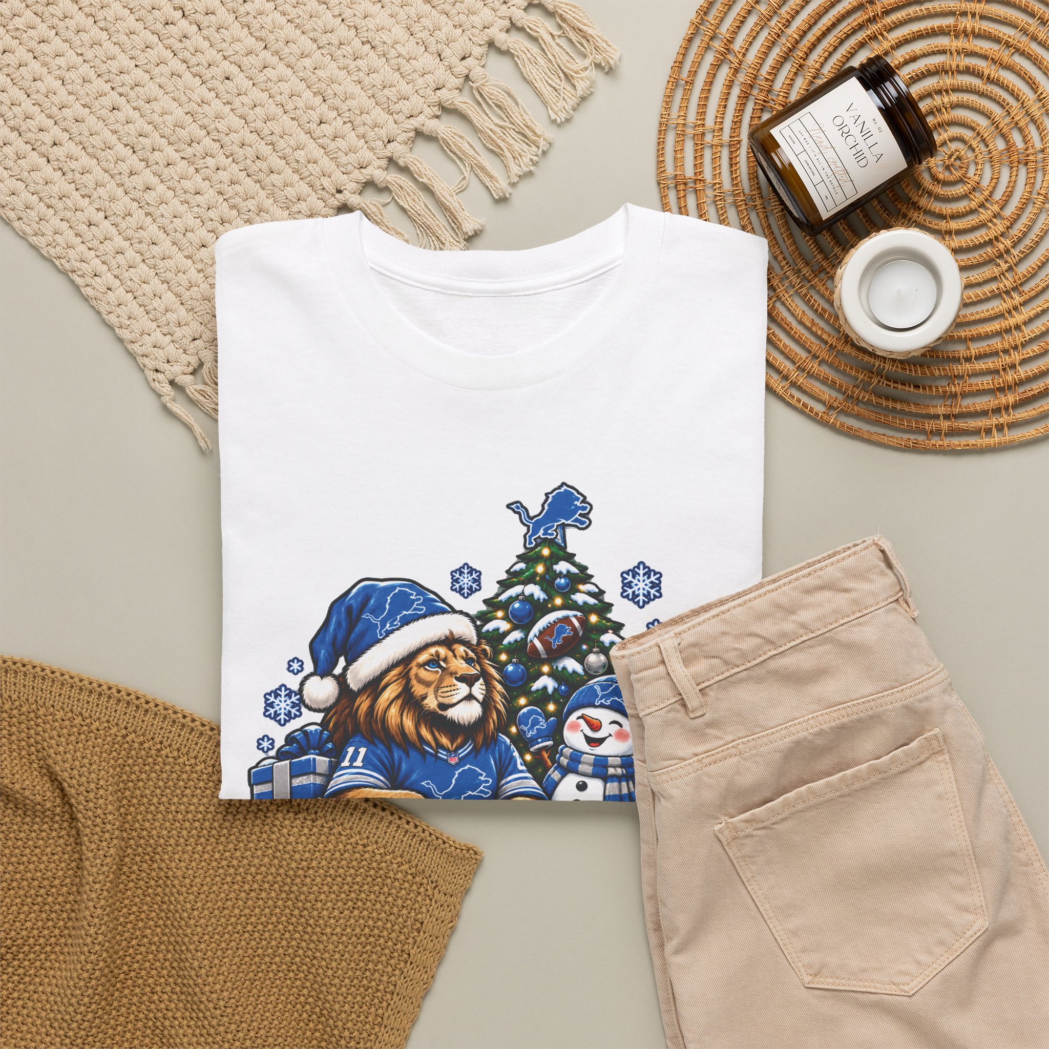 Detroit Lions Christmas Snowman T-Shirt - Image 11