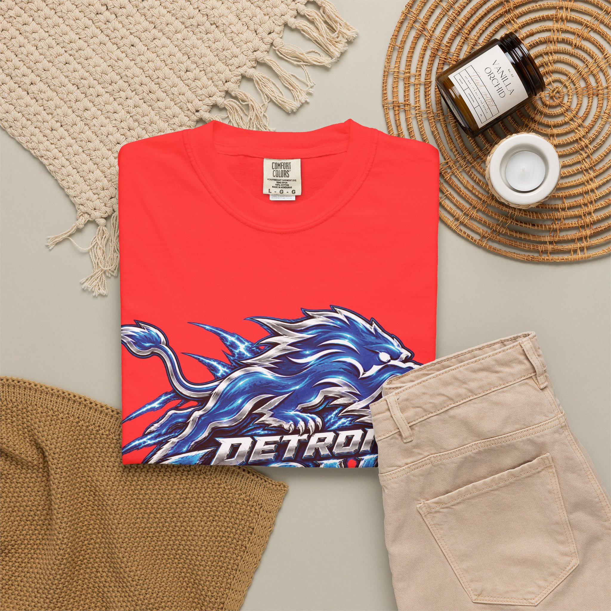 Detroit Lions Graphic T-Shirt — Fierce Blue Lion Logo Tee - Image 18