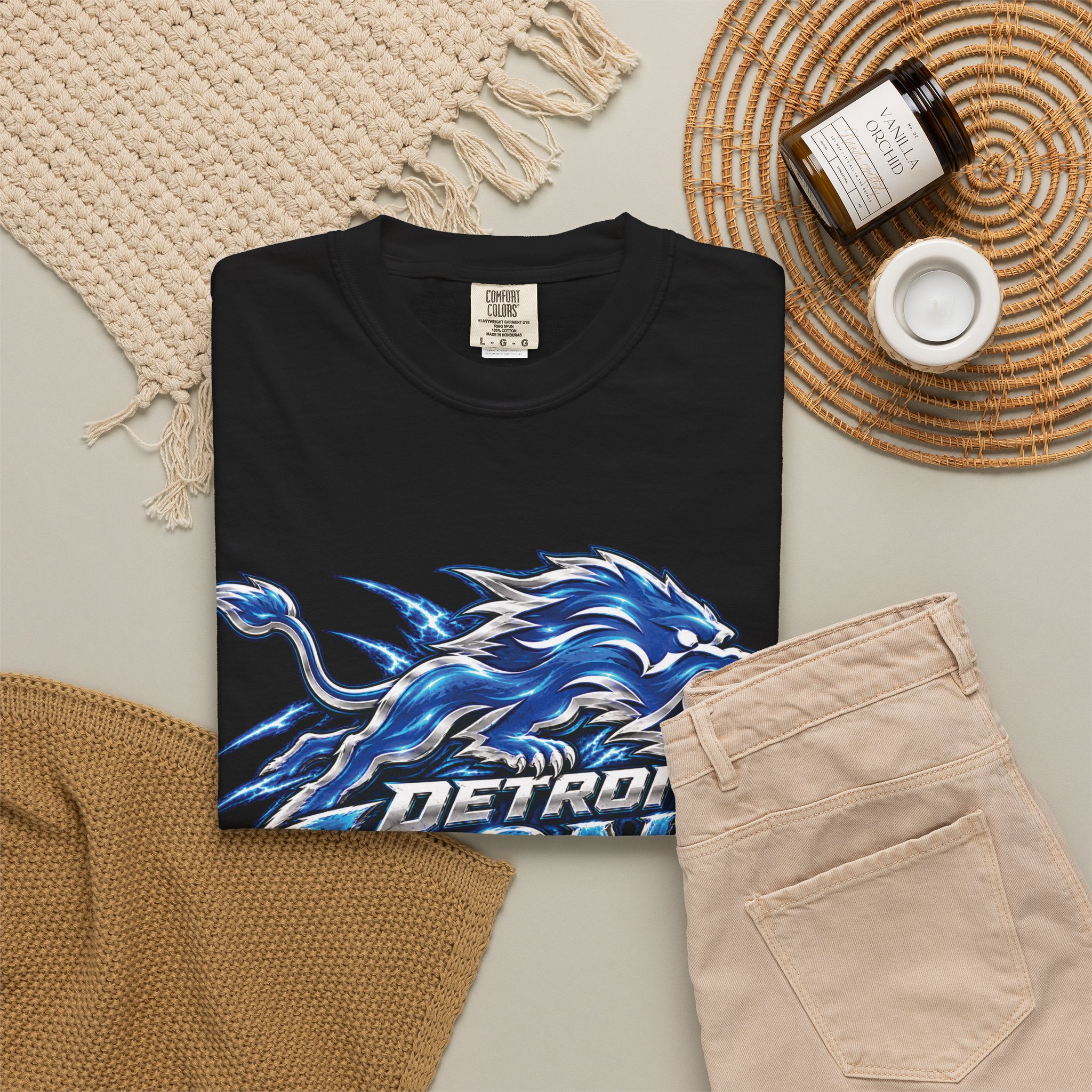 Detroit Lions Graphic T-Shirt — Fierce Blue Lion Logo Tee - Image 4
