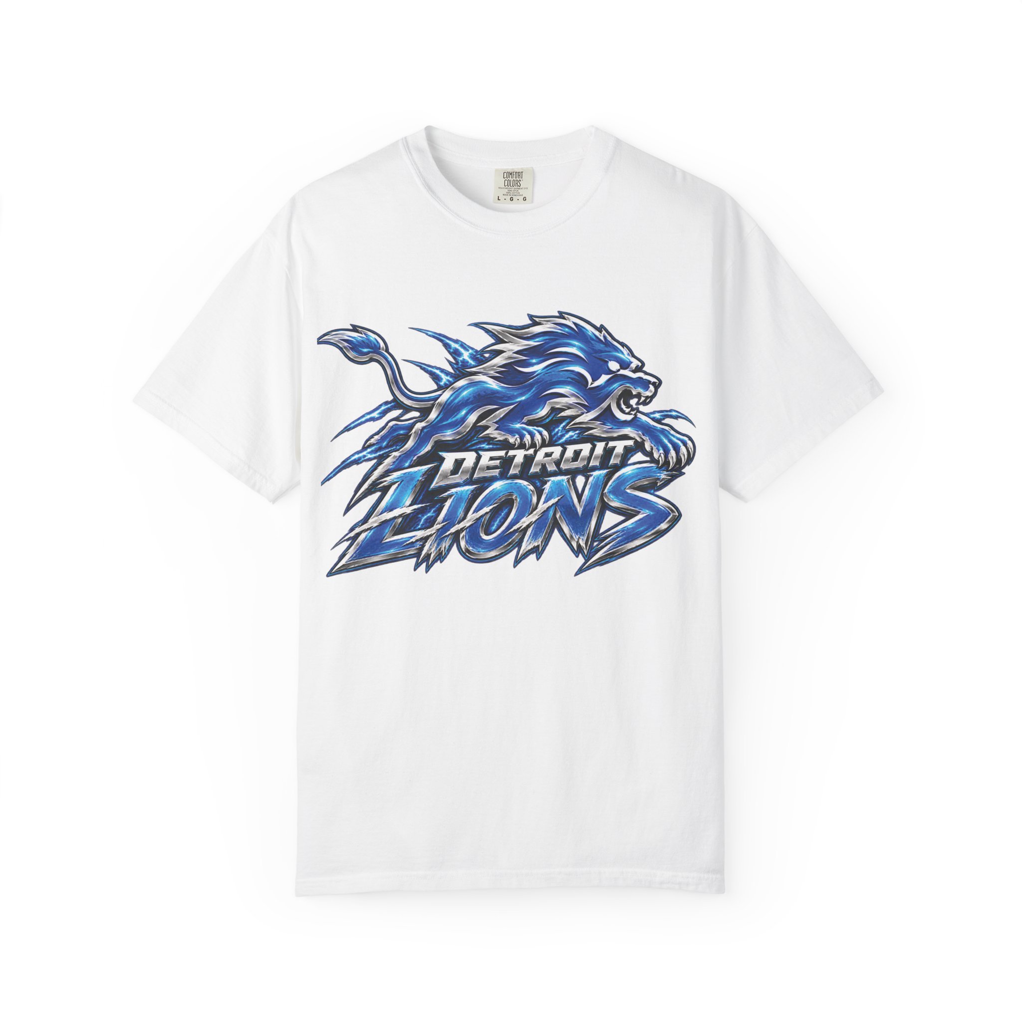 Detroit Lions Graphic T-Shirt — Fierce Blue Lion Logo Tee - Image 8