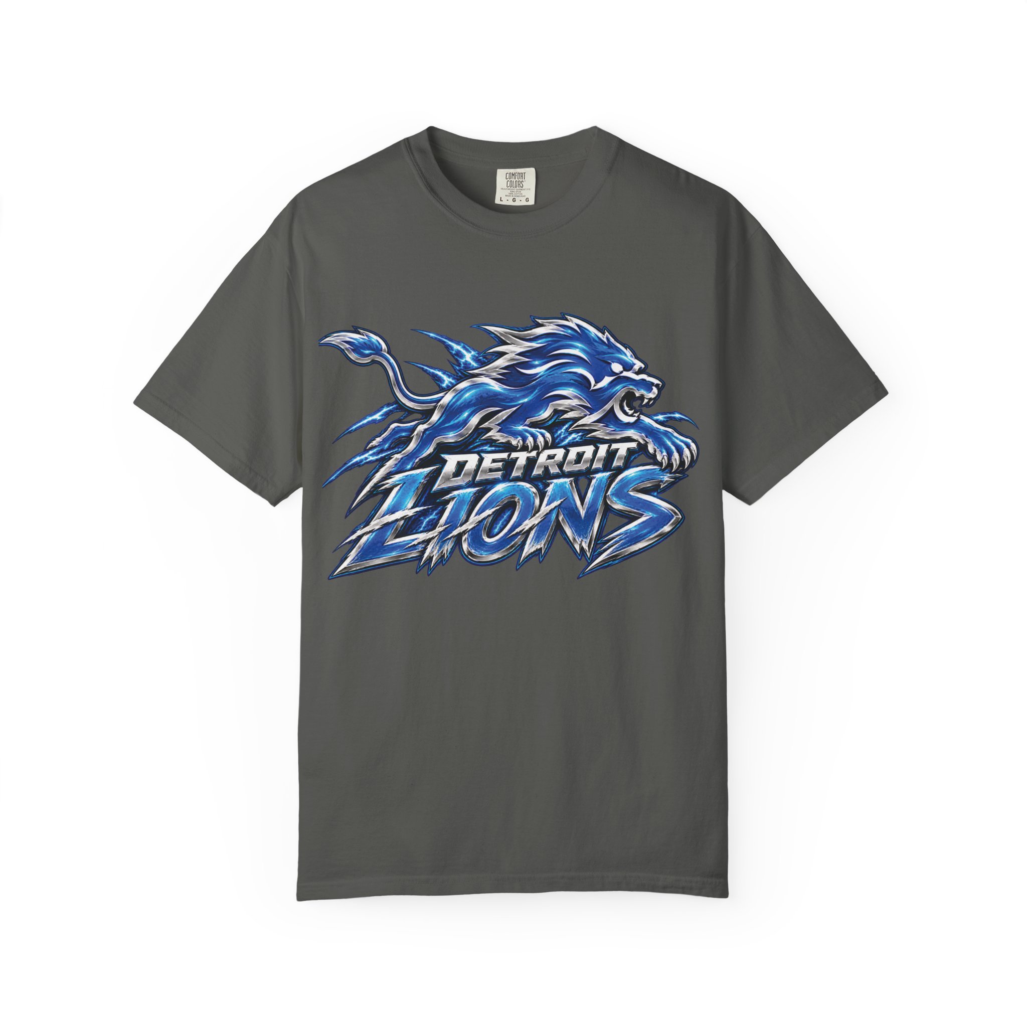 Detroit Lions Graphic T-Shirt — Fierce Blue Lion Logo Tee - Image 22