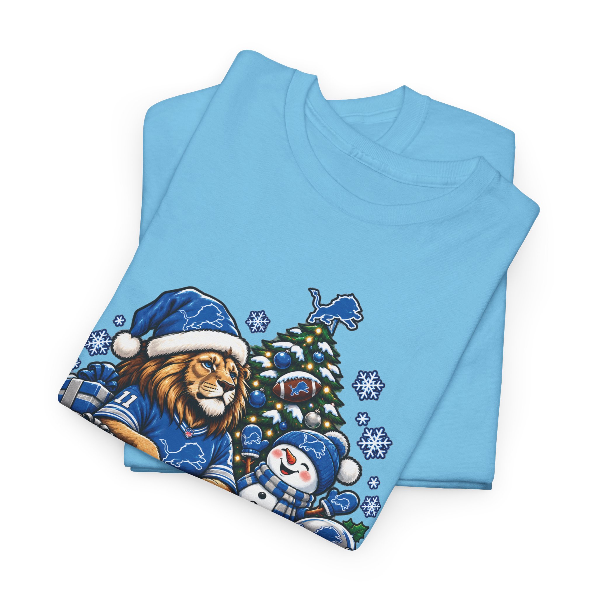 Detroit Lions Christmas Snowman T-Shirt - Image 19