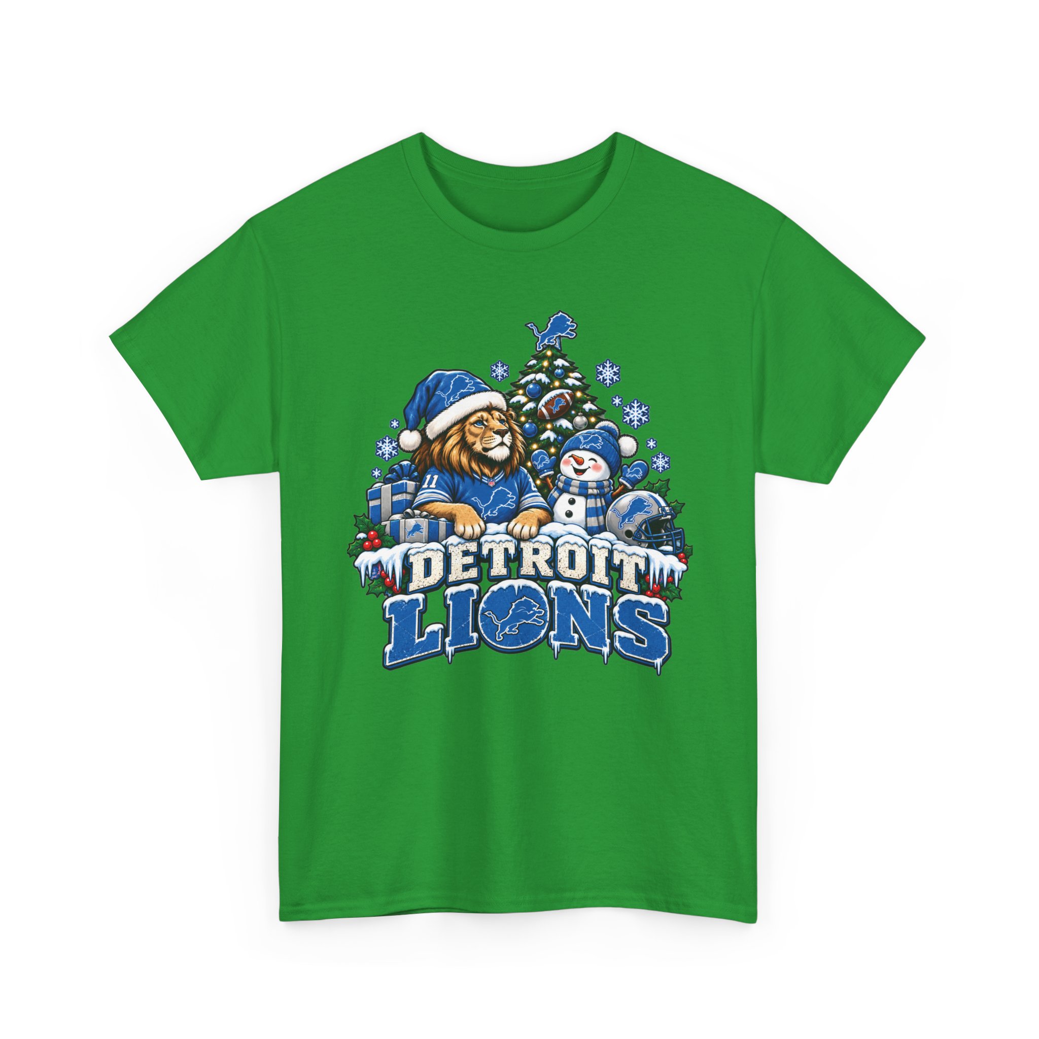 Detroit Lions Christmas Snowman T-Shirt - Image 13