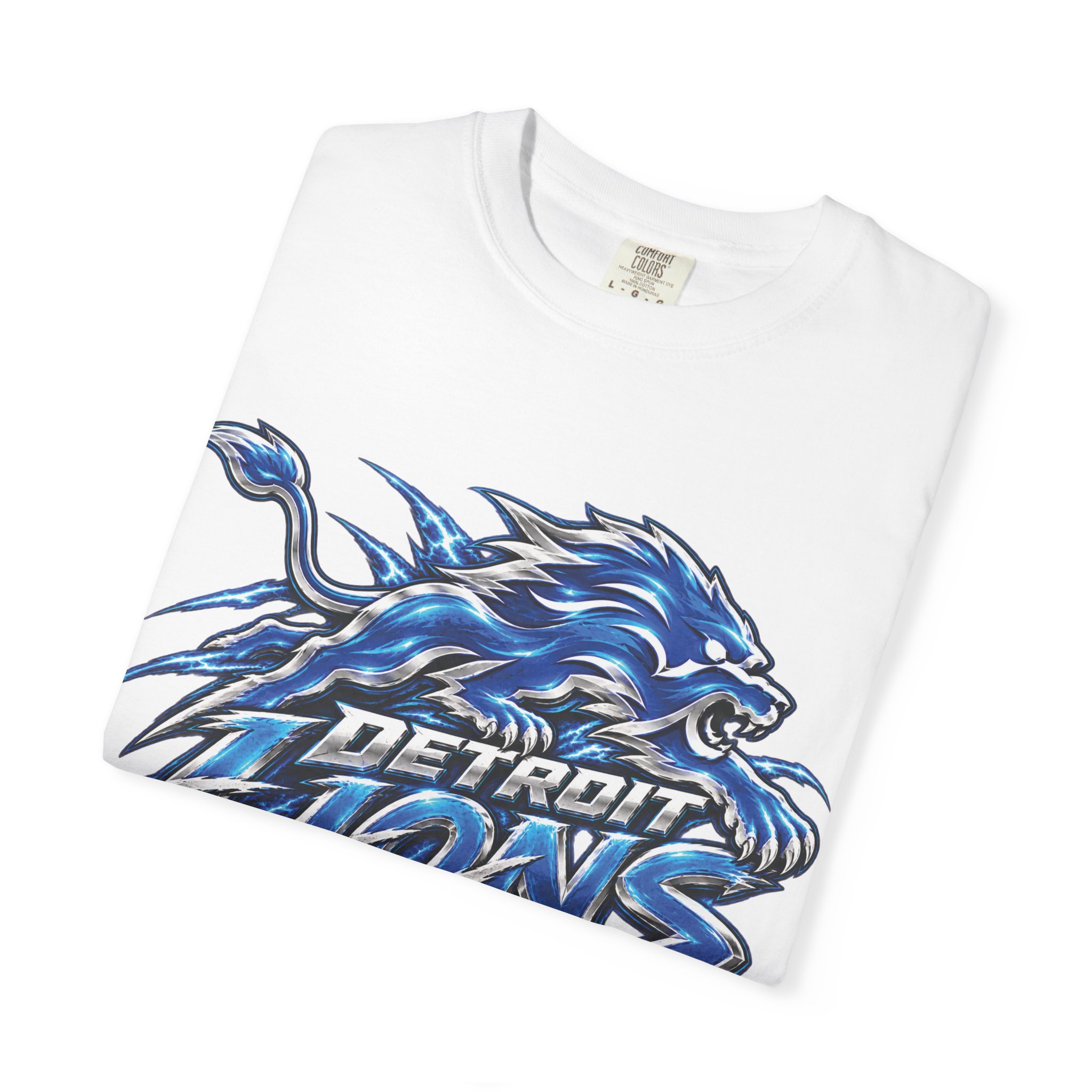Detroit Lions Graphic T-Shirt — Fierce Blue Lion Logo Tee - Image 10