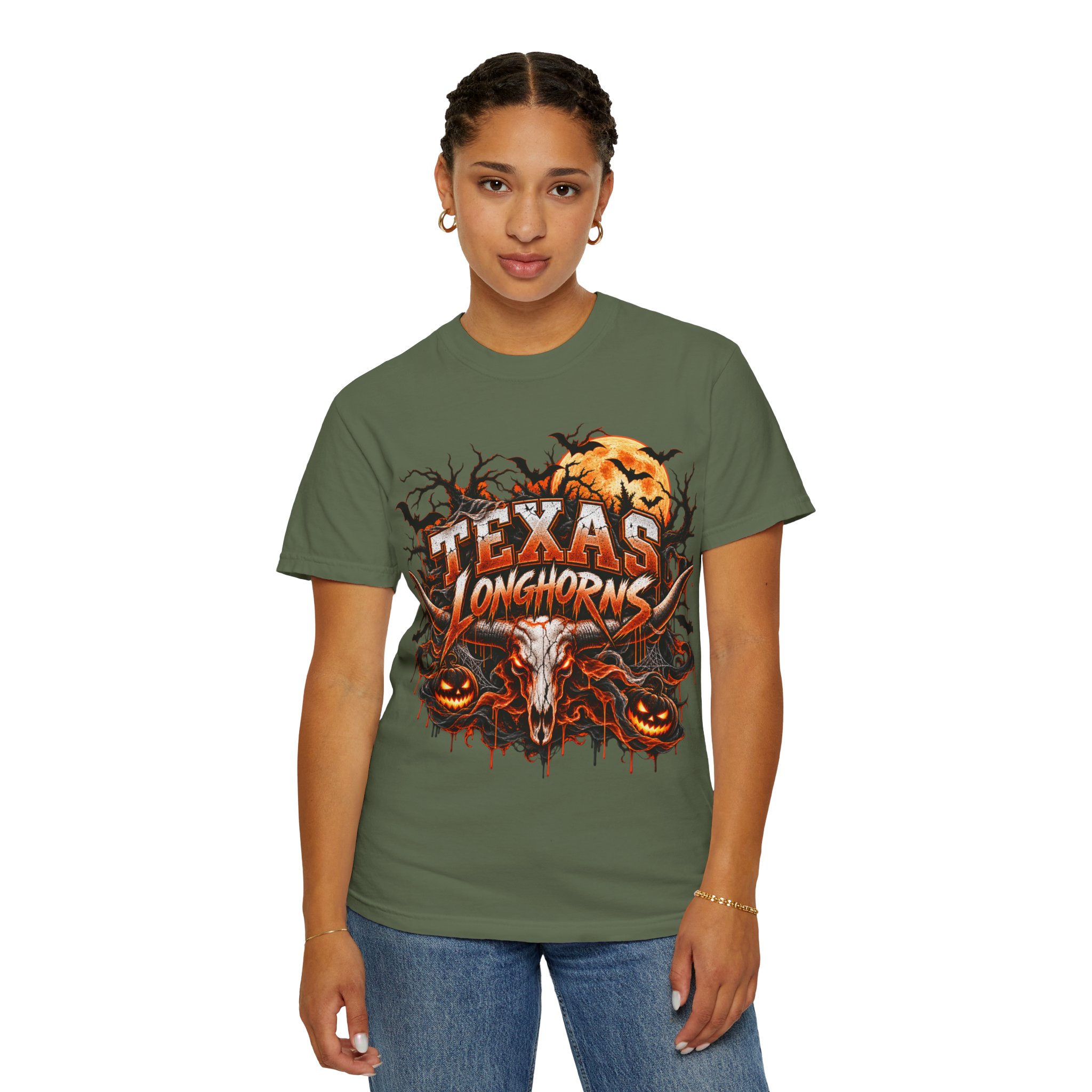 Texas Longhorns Halloween T-Shirt — Skull & Pumpkins Graphic Tee - Image 48
