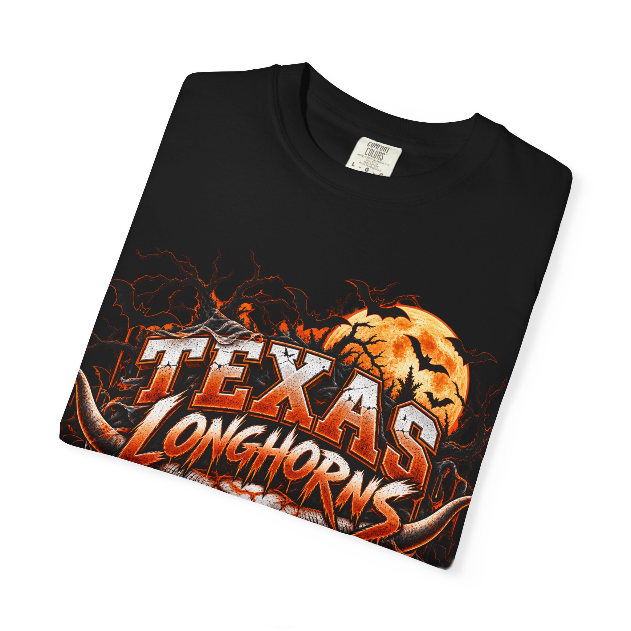 Texas Longhorns Halloween T-Shirt — Skull & Pumpkins Graphic Tee - Image 3