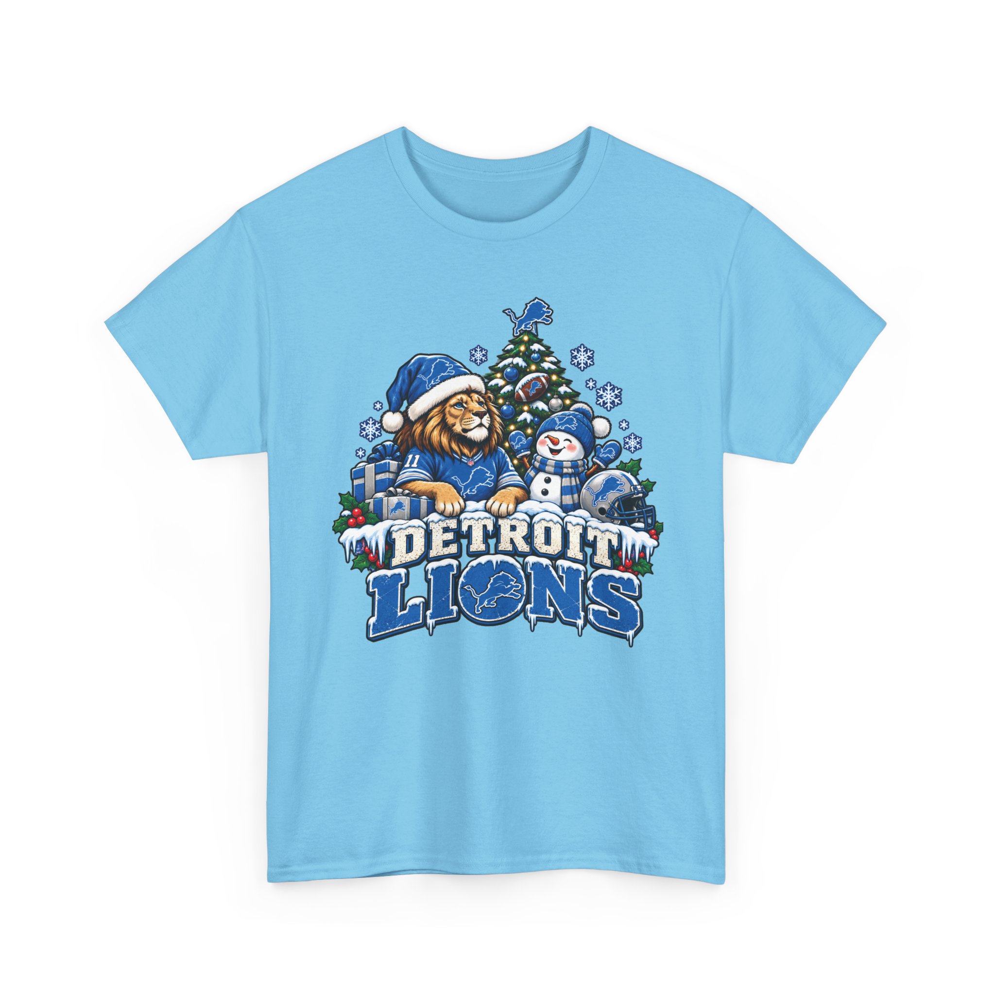 Detroit Lions Christmas Snowman T-Shirt - Image 17