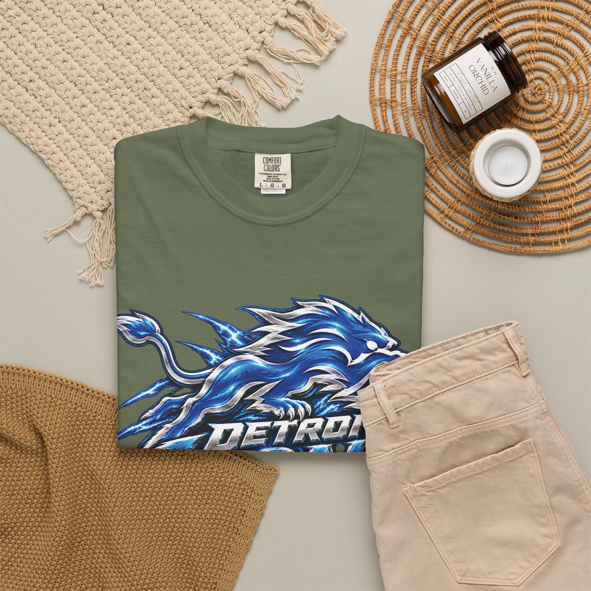 Detroit Lions Graphic T-Shirt — Fierce Blue Lion Logo Tee - Image 39