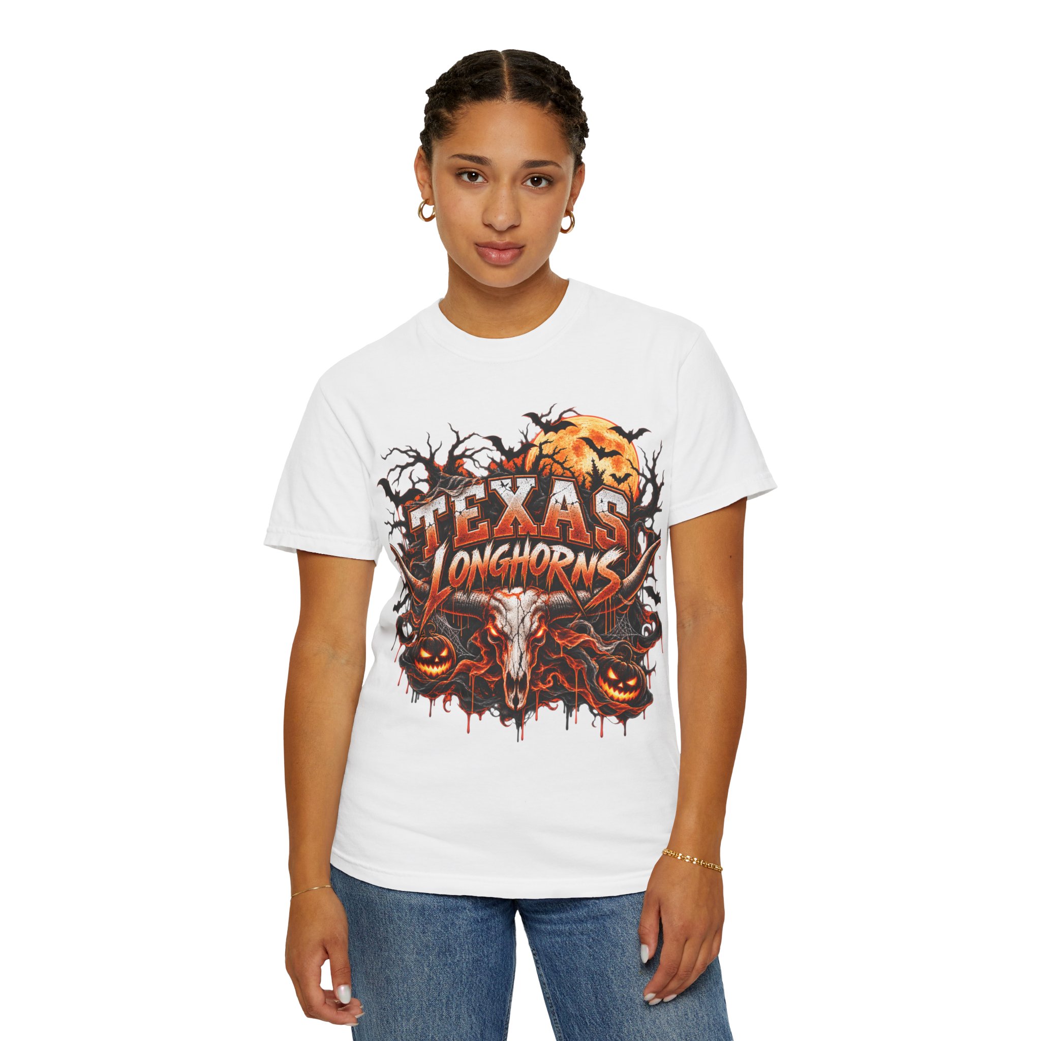 Texas Longhorns Halloween T-Shirt — Skull & Pumpkins Graphic Tee - Image 12