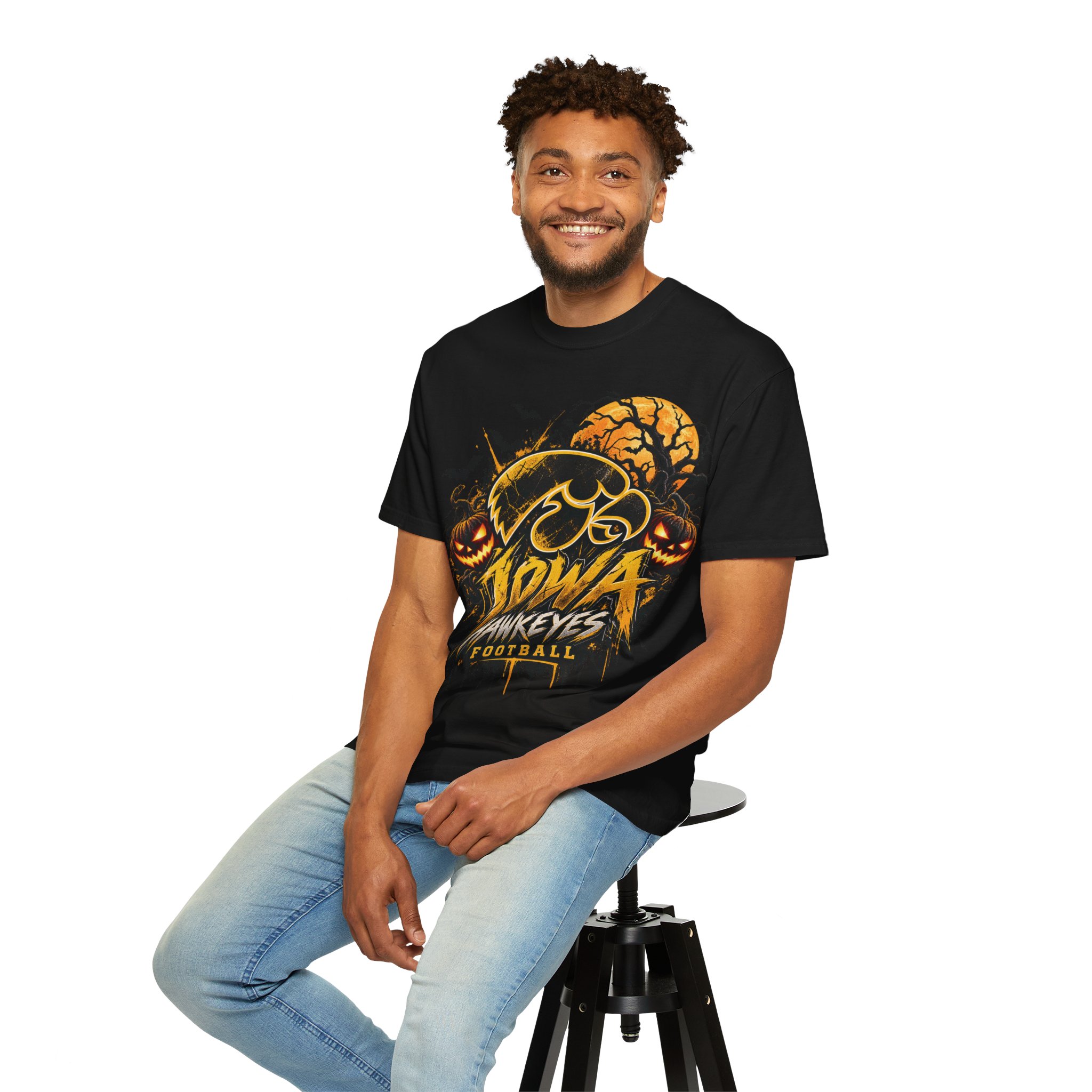 Iowa Hawkeyes Halloween Football T-Shirt - Image 6