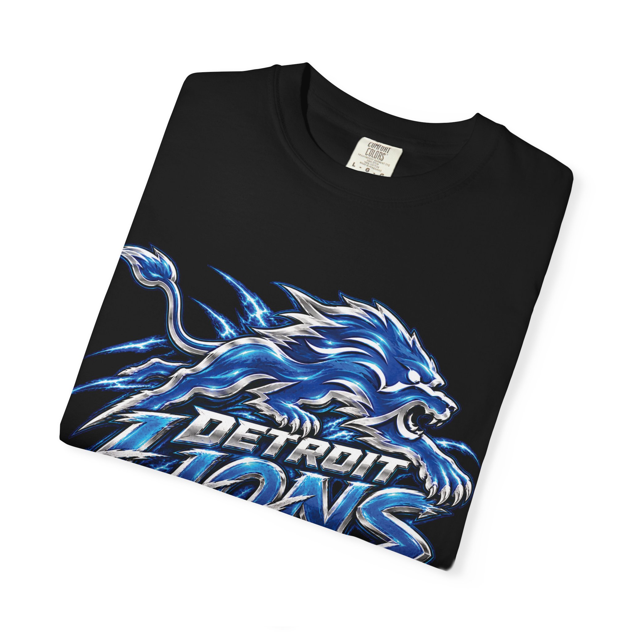 Detroit Lions Graphic T-Shirt — Fierce Blue Lion Logo Tee - Image 3