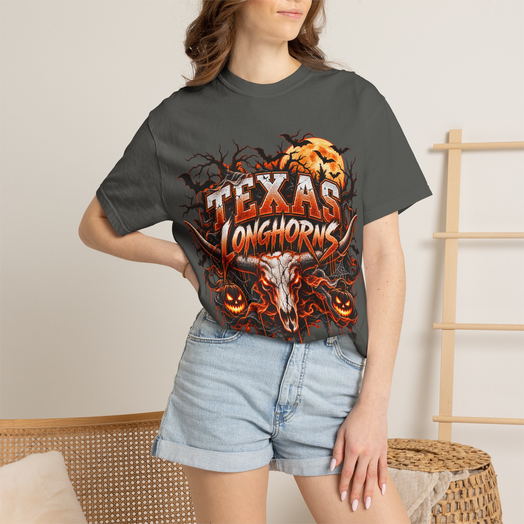 Texas Longhorns Halloween T-Shirt — Skull & Pumpkins Graphic Tee - Image 35