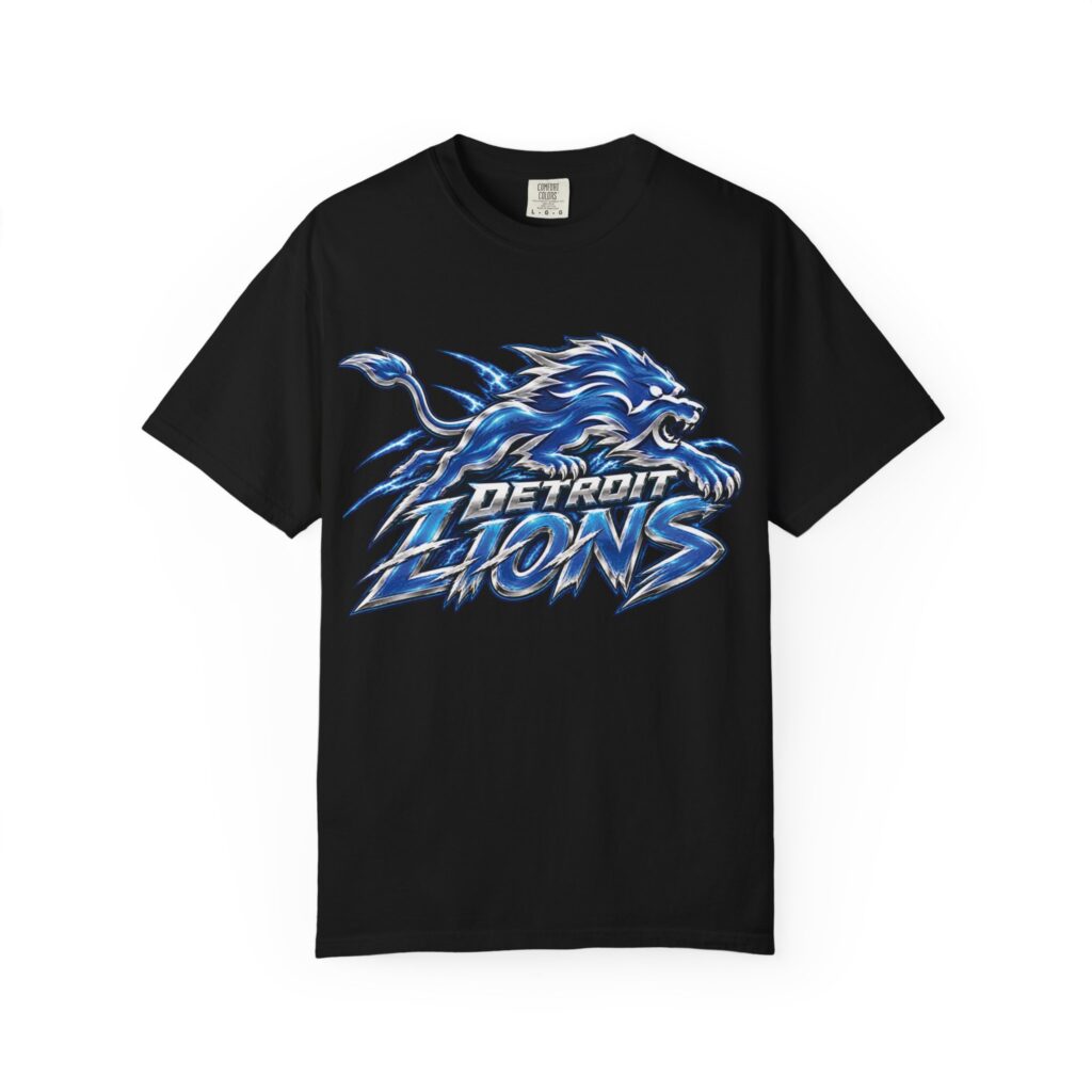 Detroit Lions Graphic T-Shirt — Fierce Blue Lion Logo Tee