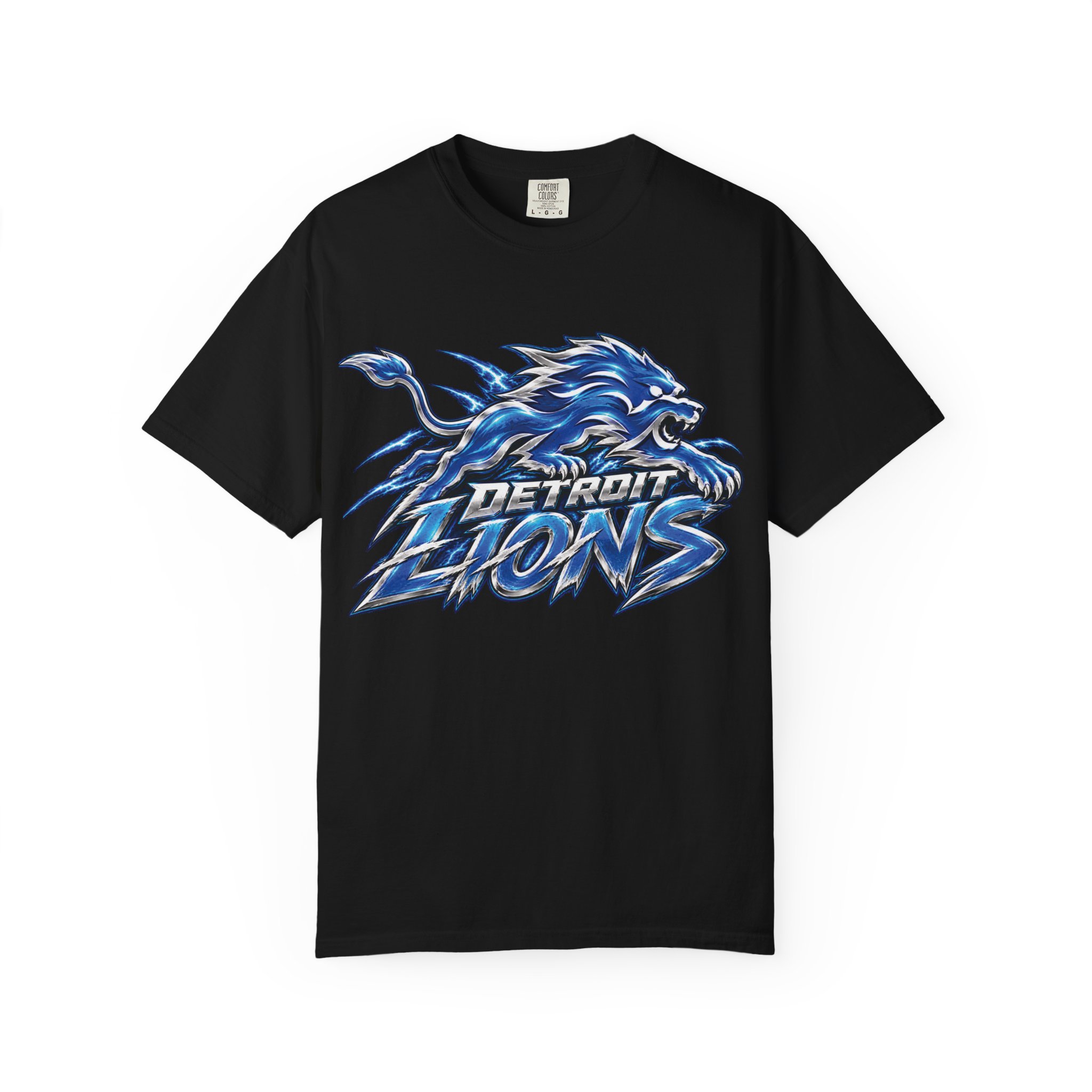 Detroit Lions Graphic T-Shirt — Fierce Blue Lion Logo Tee