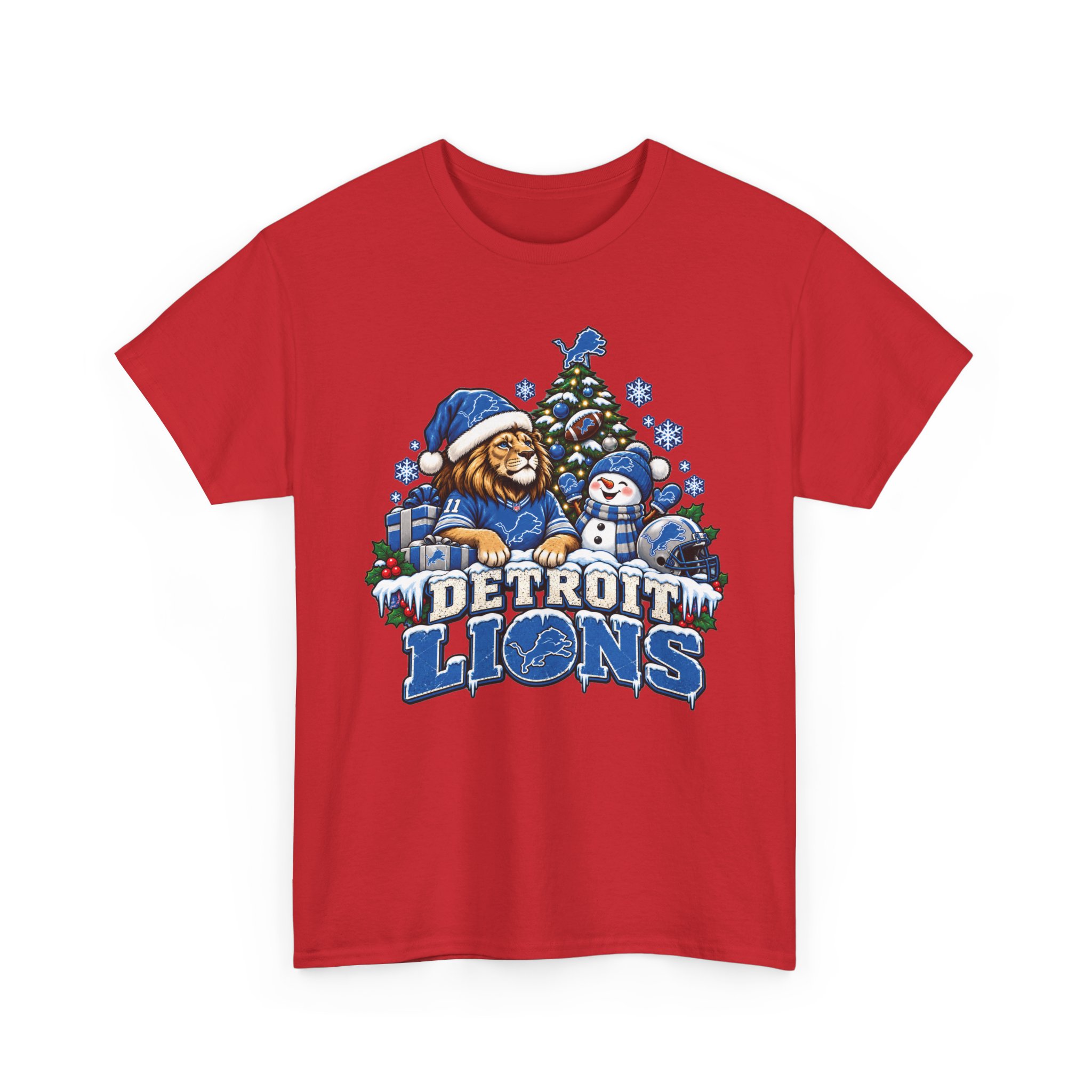 Detroit Lions Christmas Snowman T-Shirt - Image 21