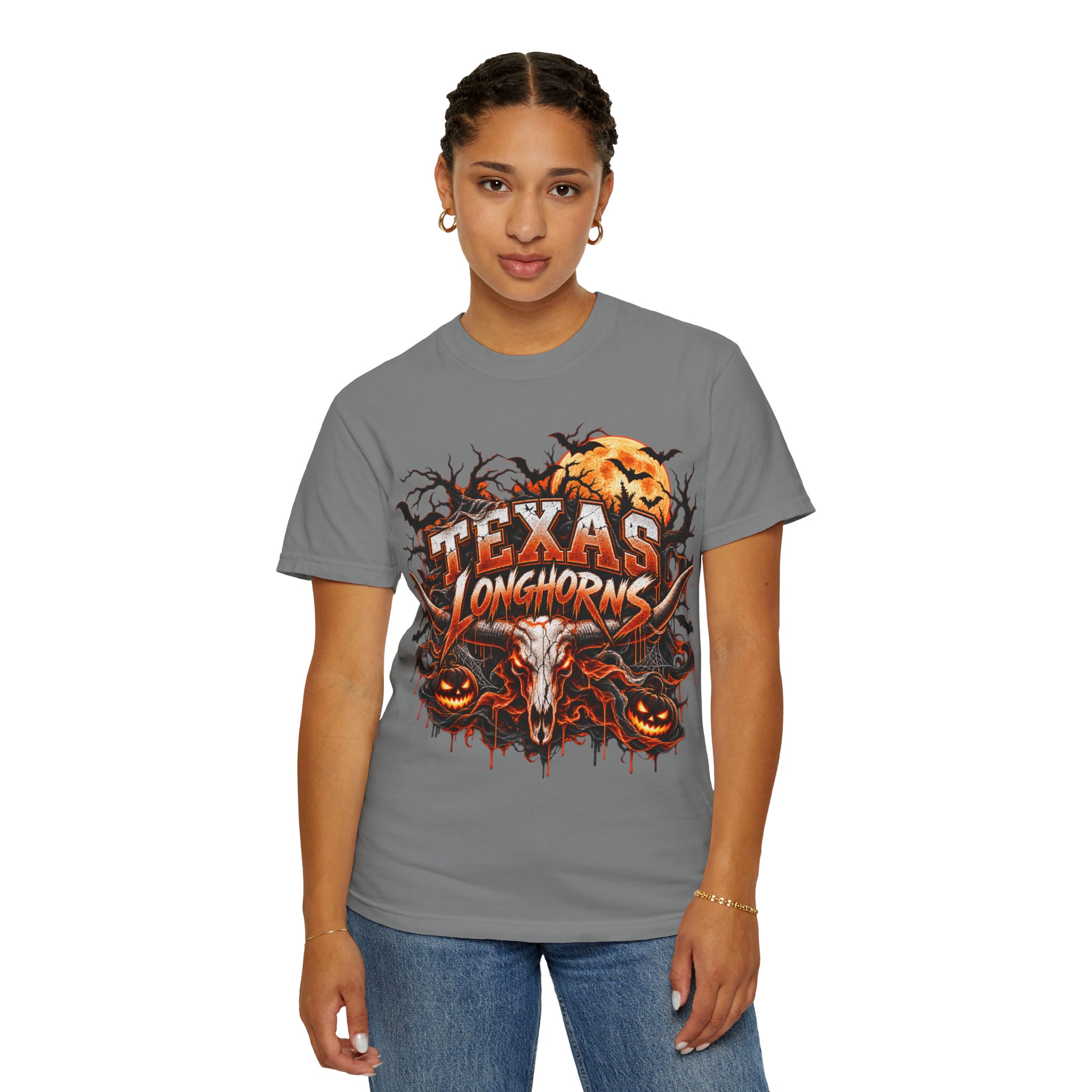 Texas Longhorns Halloween T-Shirt — Skull & Pumpkins Graphic Tee - Image 42