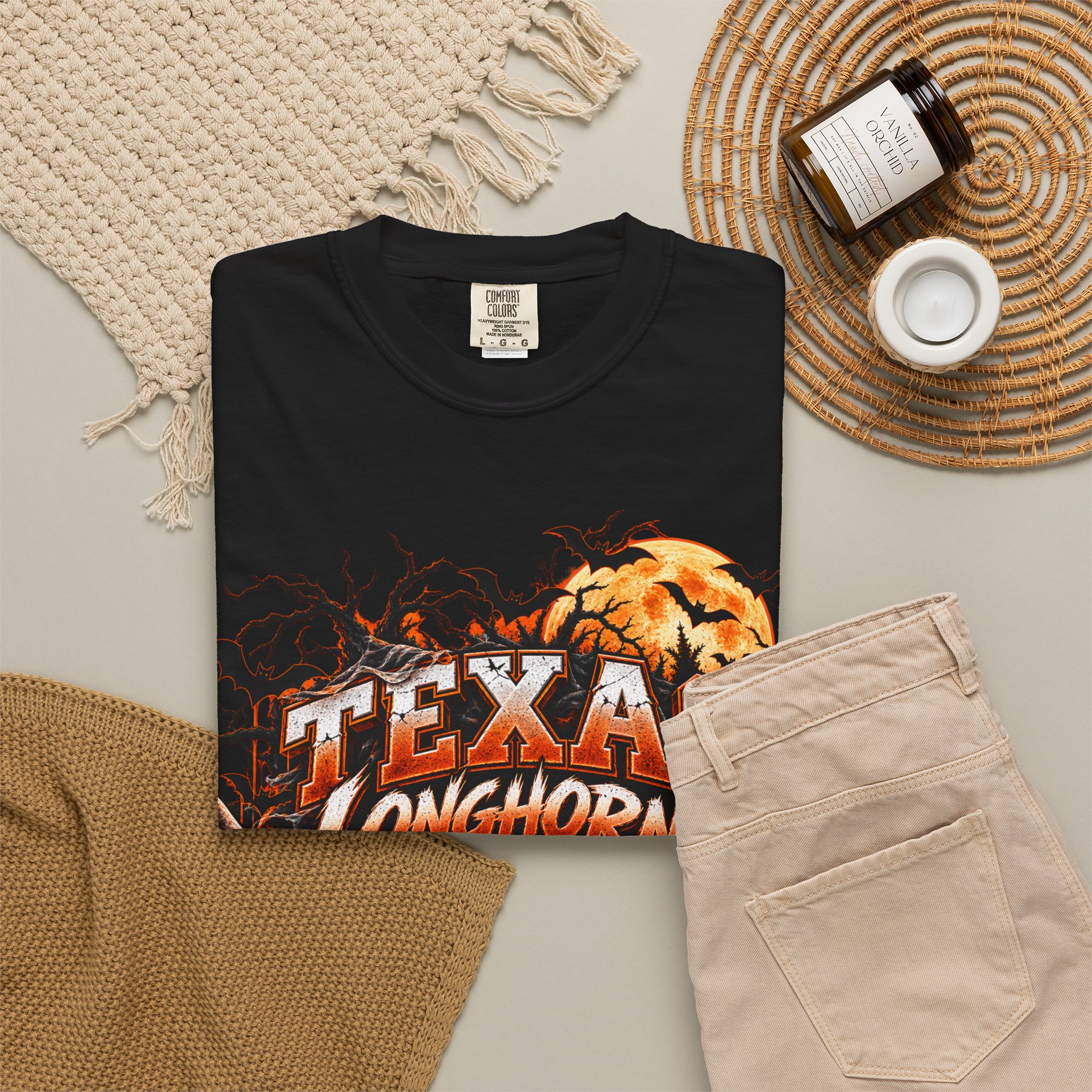 Texas Longhorns Halloween T-Shirt — Skull & Pumpkins Graphic Tee - Image 4