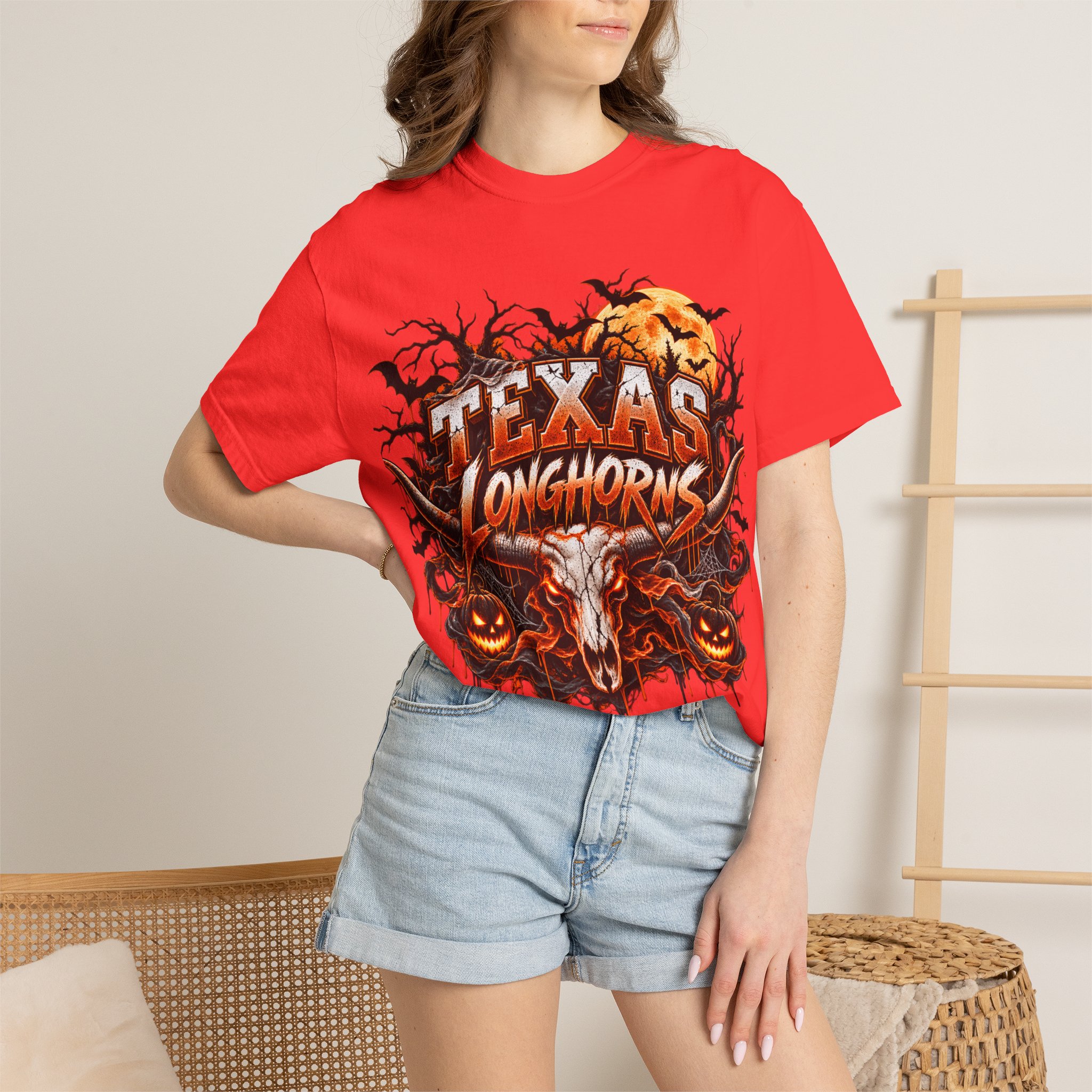 Texas Longhorns Halloween T-Shirt — Skull & Pumpkins Graphic Tee - Image 17