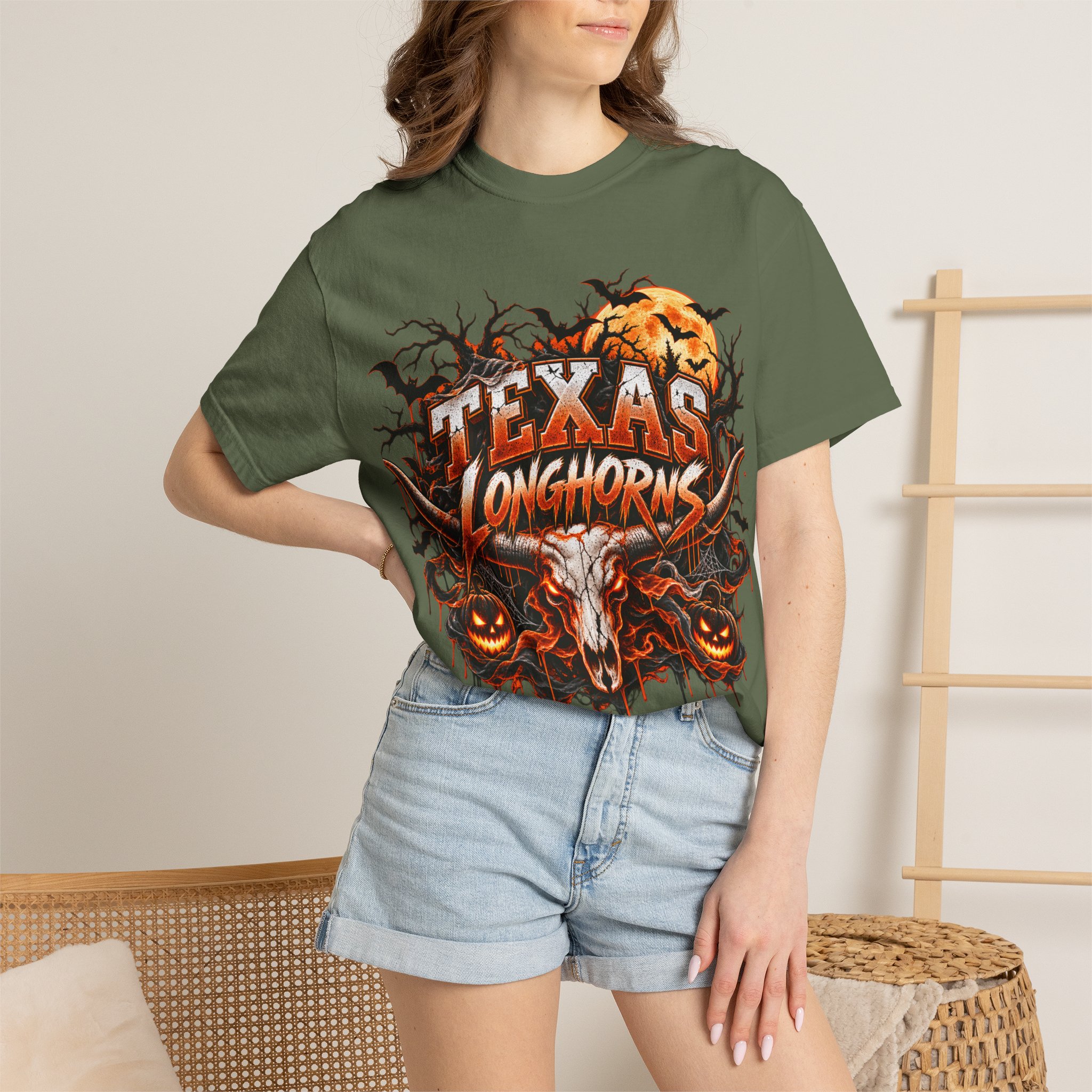 Texas Longhorns Halloween T-Shirt — Skull & Pumpkins Graphic Tee - Image 47
