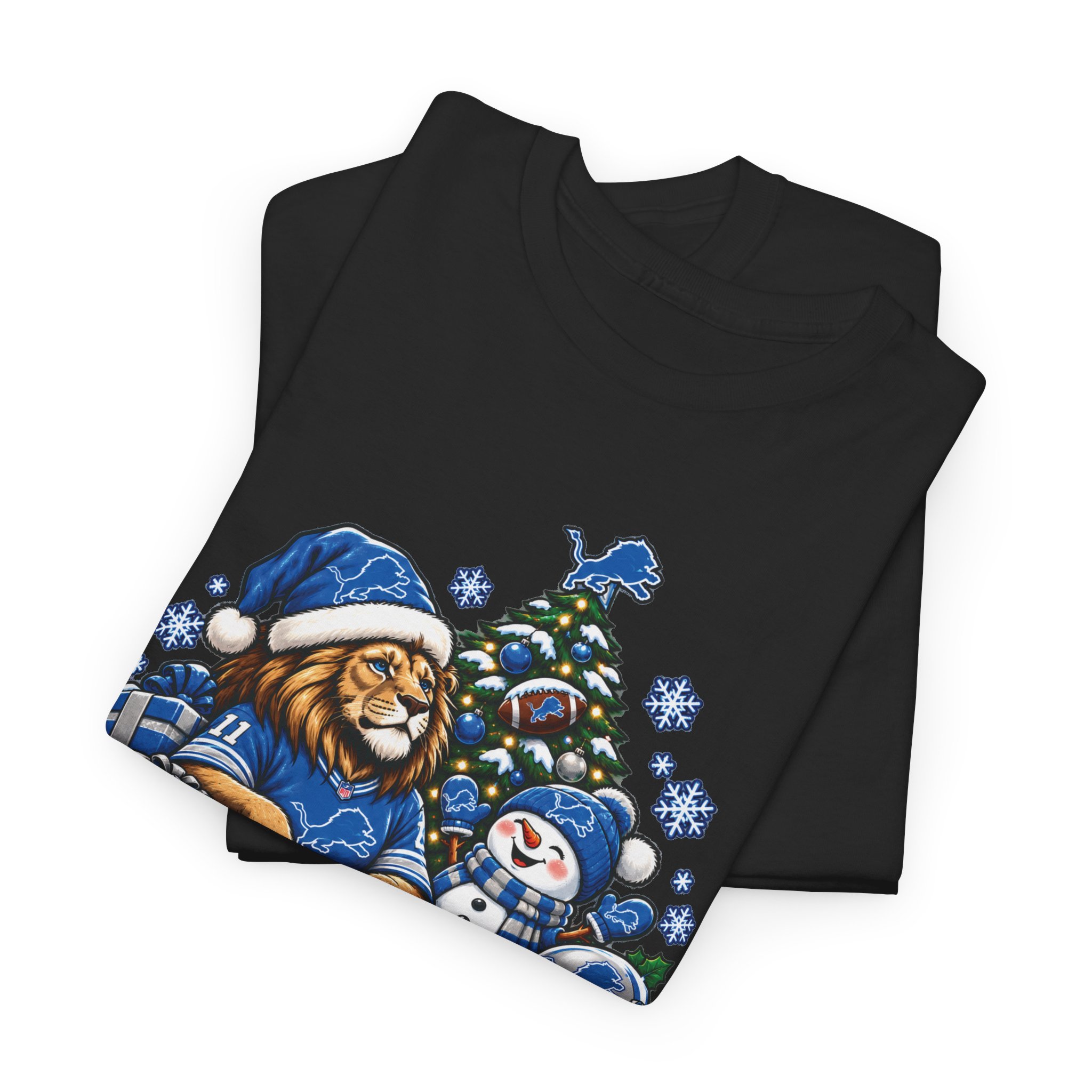 Detroit Lions Christmas Snowman T-Shirt - Image 3