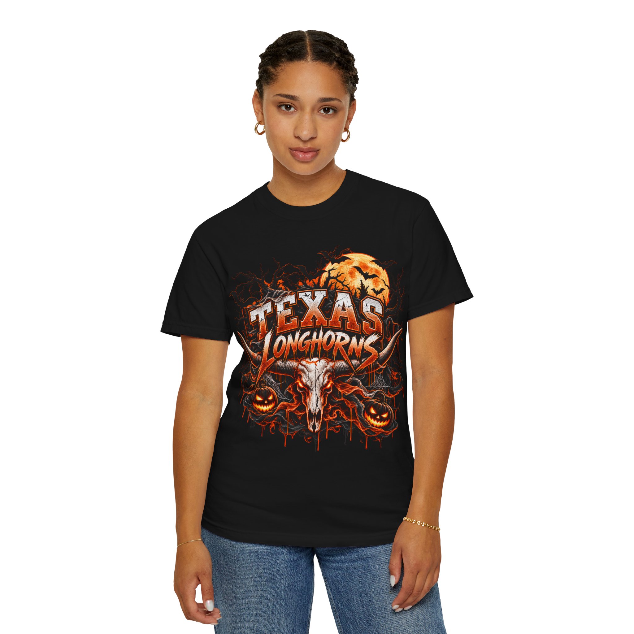 Texas Longhorns Halloween T-Shirt — Skull & Pumpkins Graphic Tee - Image 6